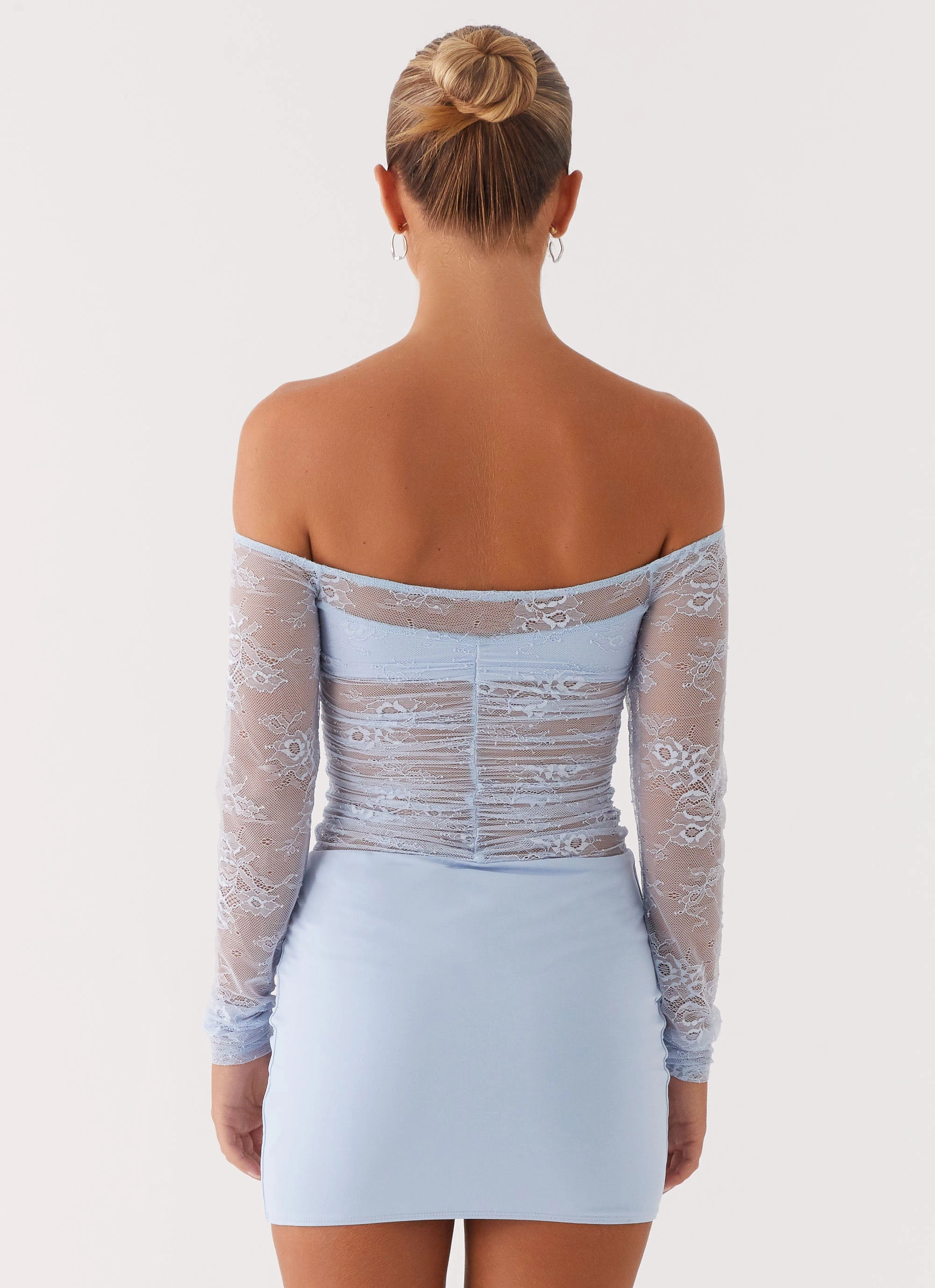 Semi Sheer Material Innovation Collide Lace Mini Dress - Blue