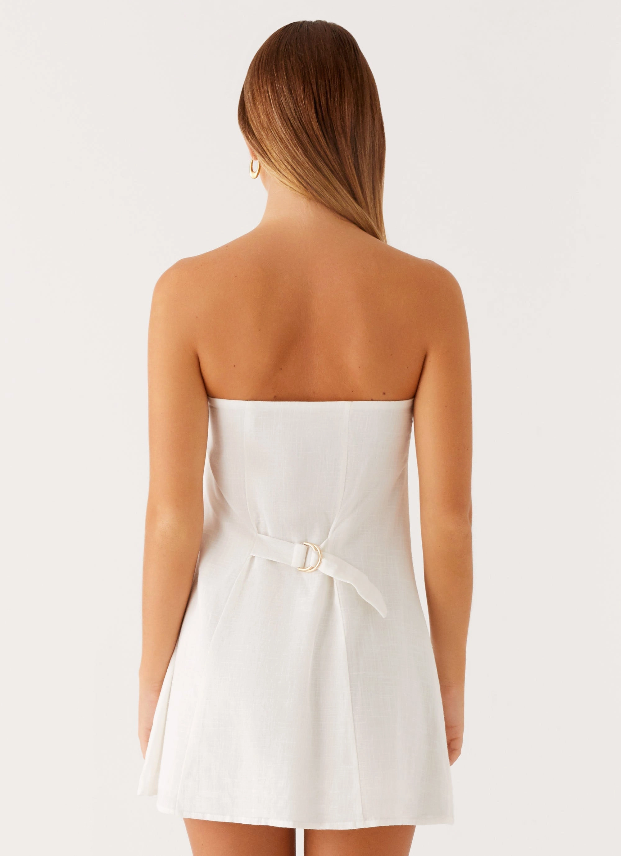 Hazel Mini Dress - White High Waist Summer Picnic