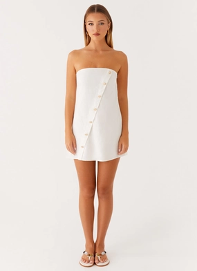 Hazel Mini Dress - White Vacation Vibes Calm Energy