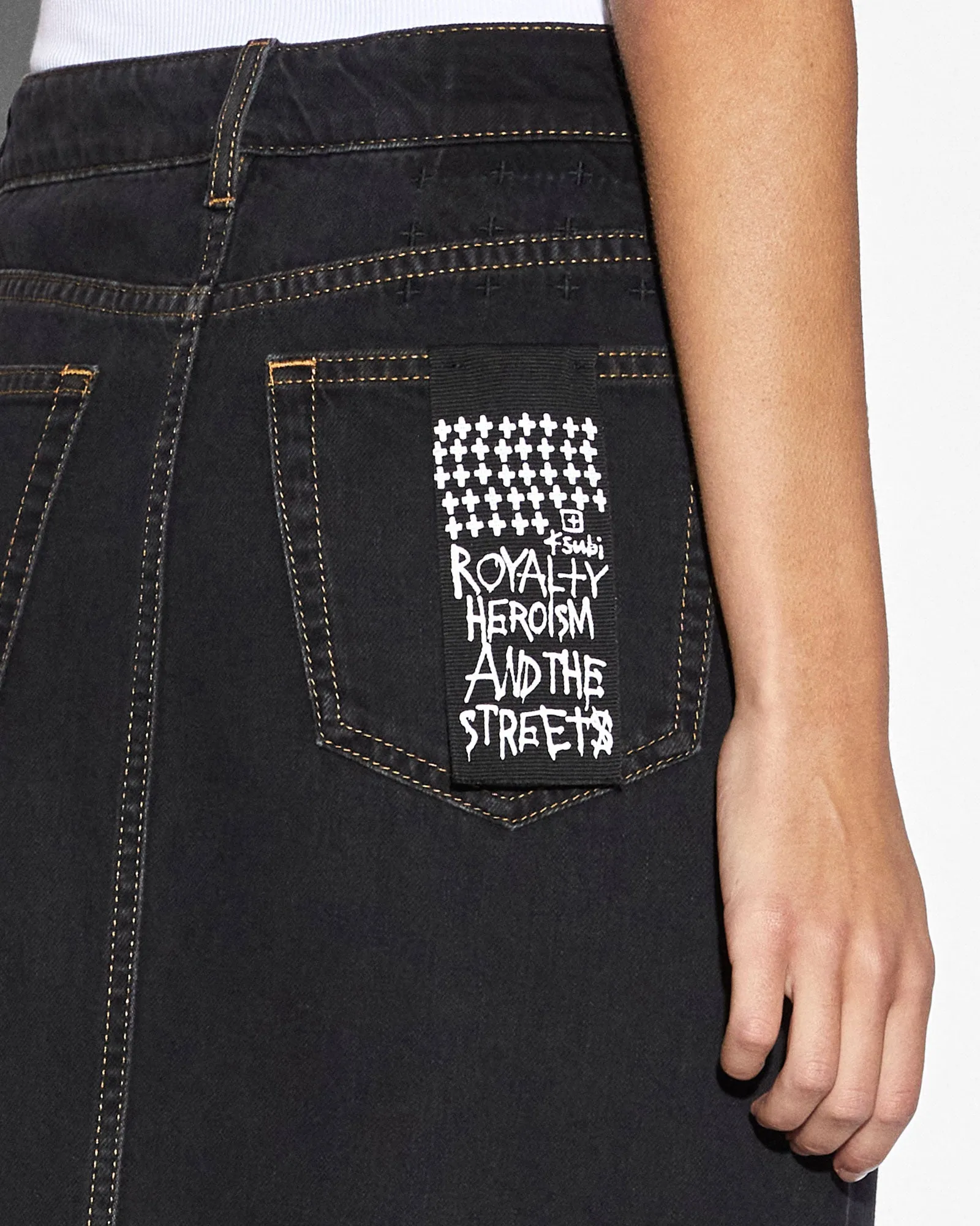 KARA MAXI SKIRT PITCH Corduroy texture high contrast