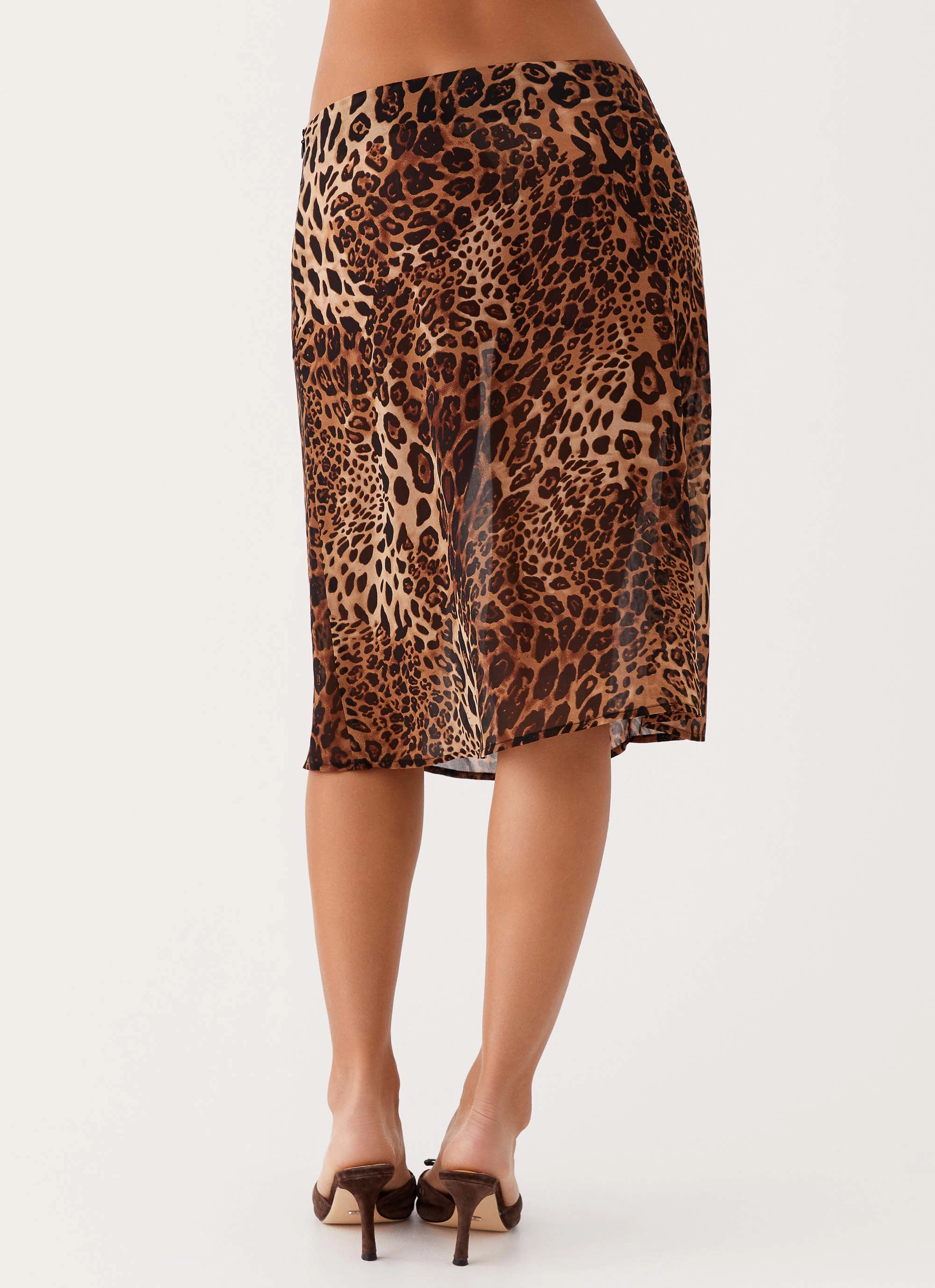 Evoke Chiffon Midi Skirt - Leopard Stretch Comfort