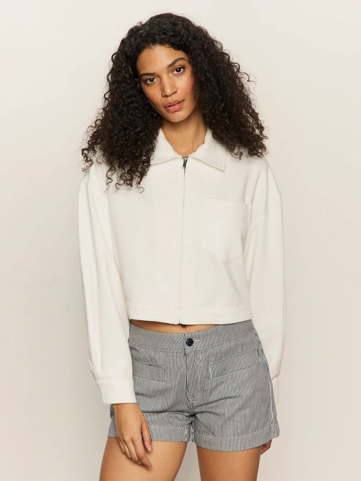 Cropped Paper Boy Jacket Bleached White UPFProtection