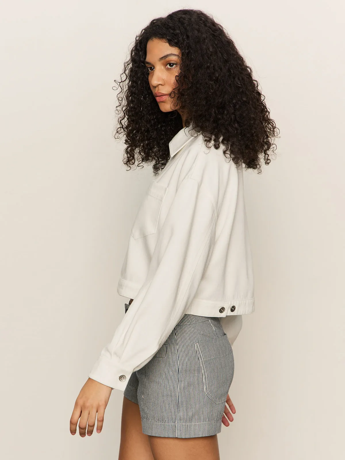 Breathable Material Cropped Paper Boy Jacket Bleached White