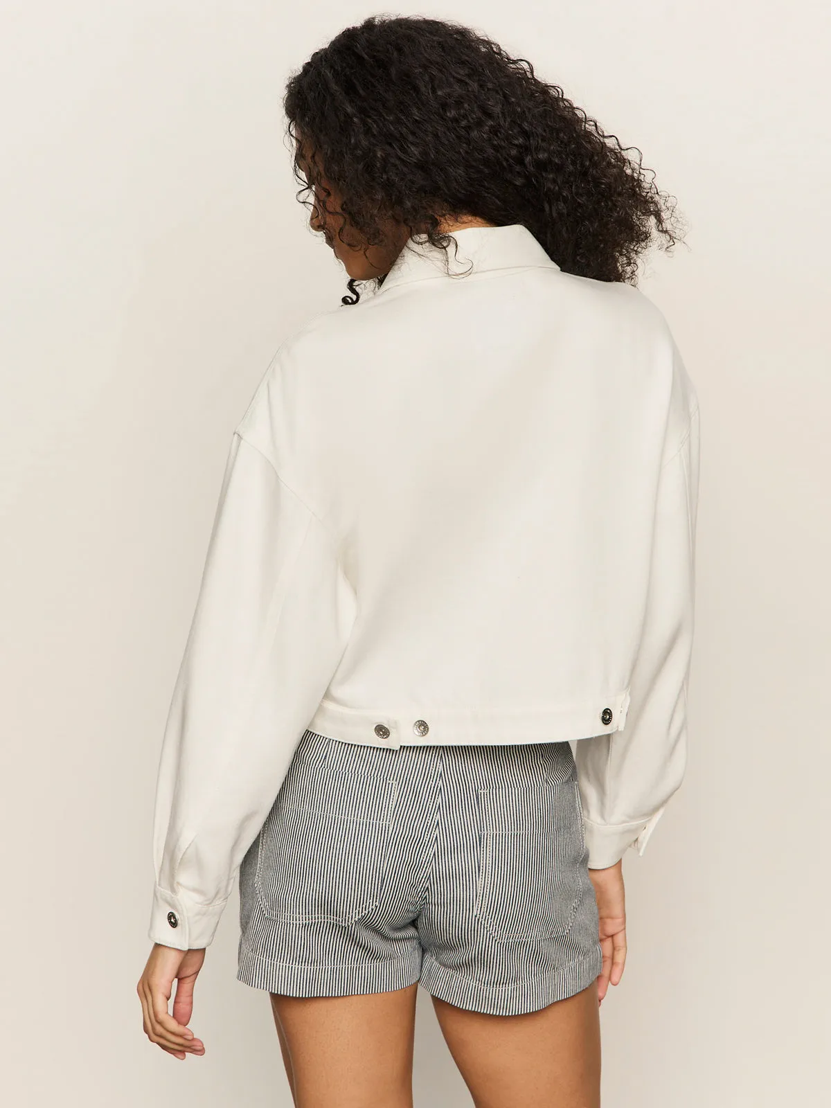 SelfFabric Binding Cropped Paper Boy Jacket Bleached White