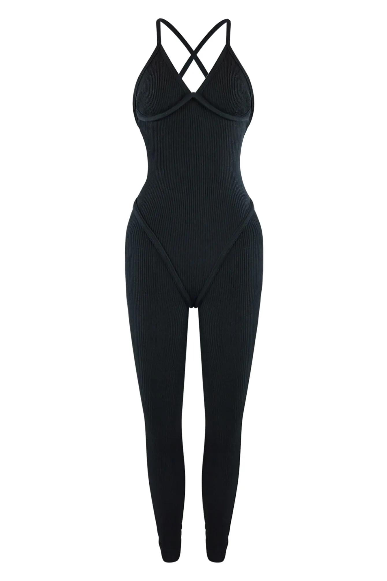 Organic Cotton Blend Stain Resistant Weave Major Moment Ribbed Knit Jumpsuit