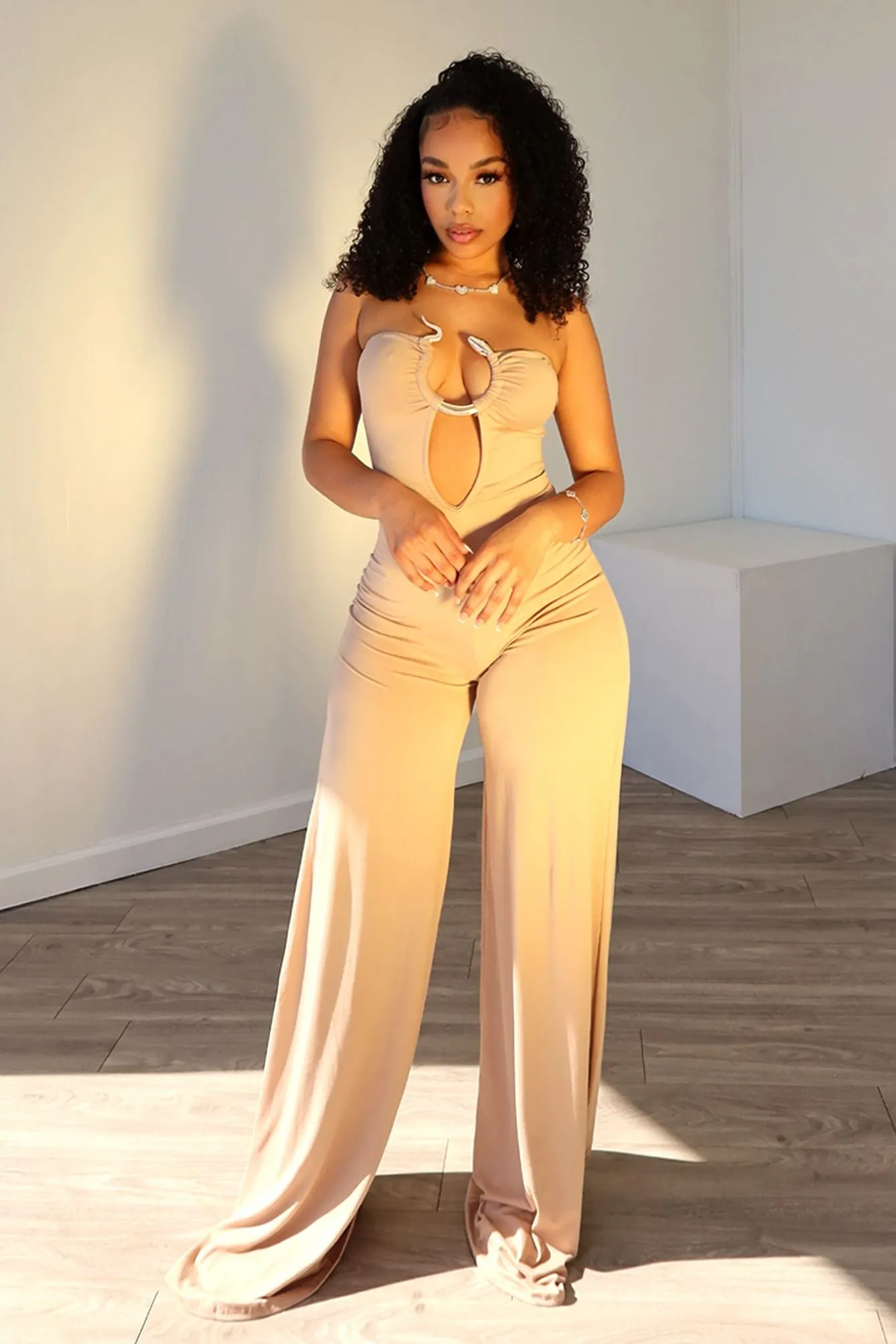 Soft Structure Charmer Strapless Snake Jumpsuit