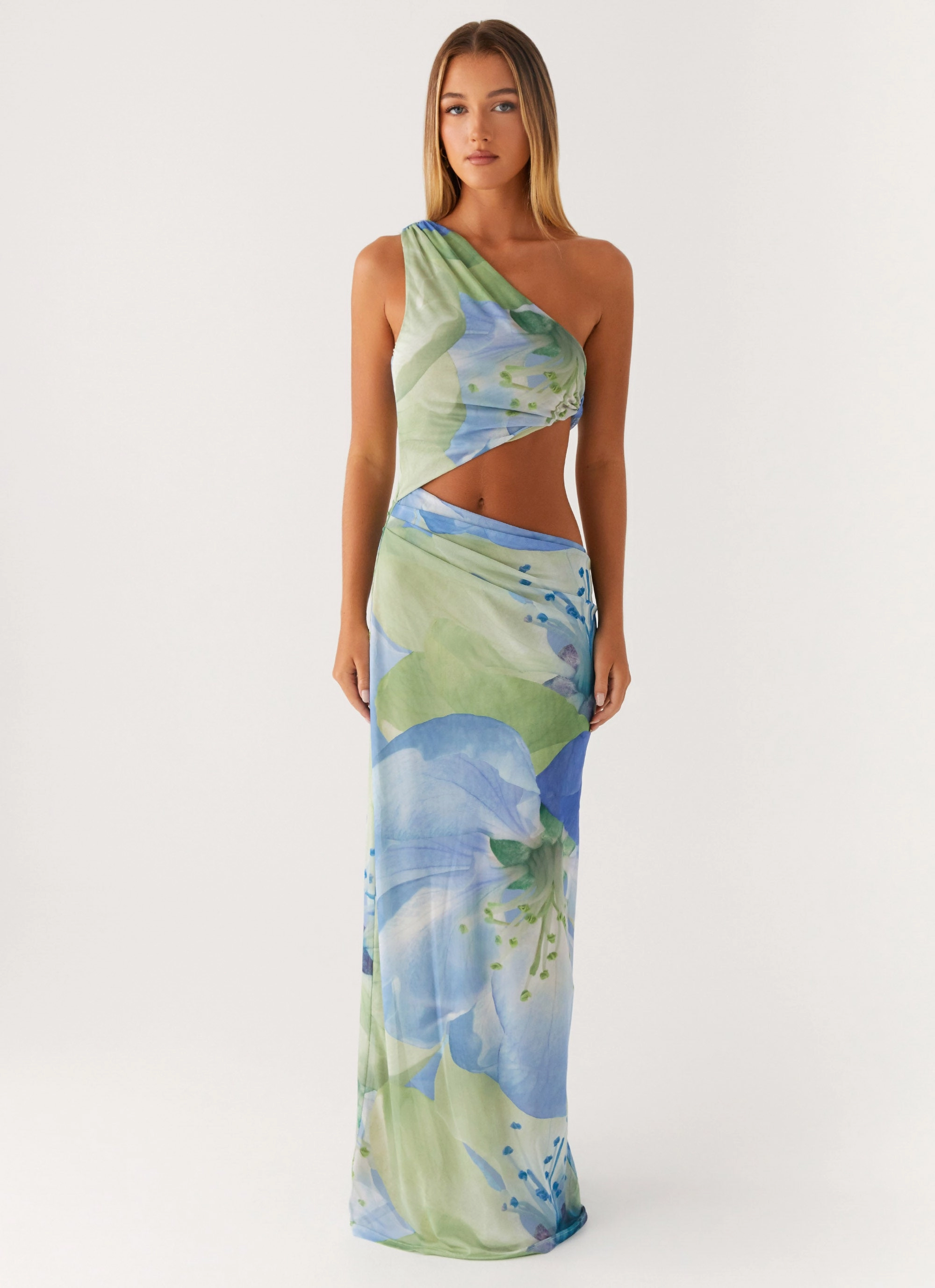 Satin Layers Wilder Maxi Dress - Flower Print