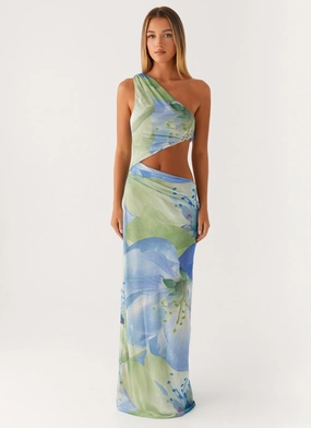 Satin Layers Wilder Maxi Dress - Flower Print