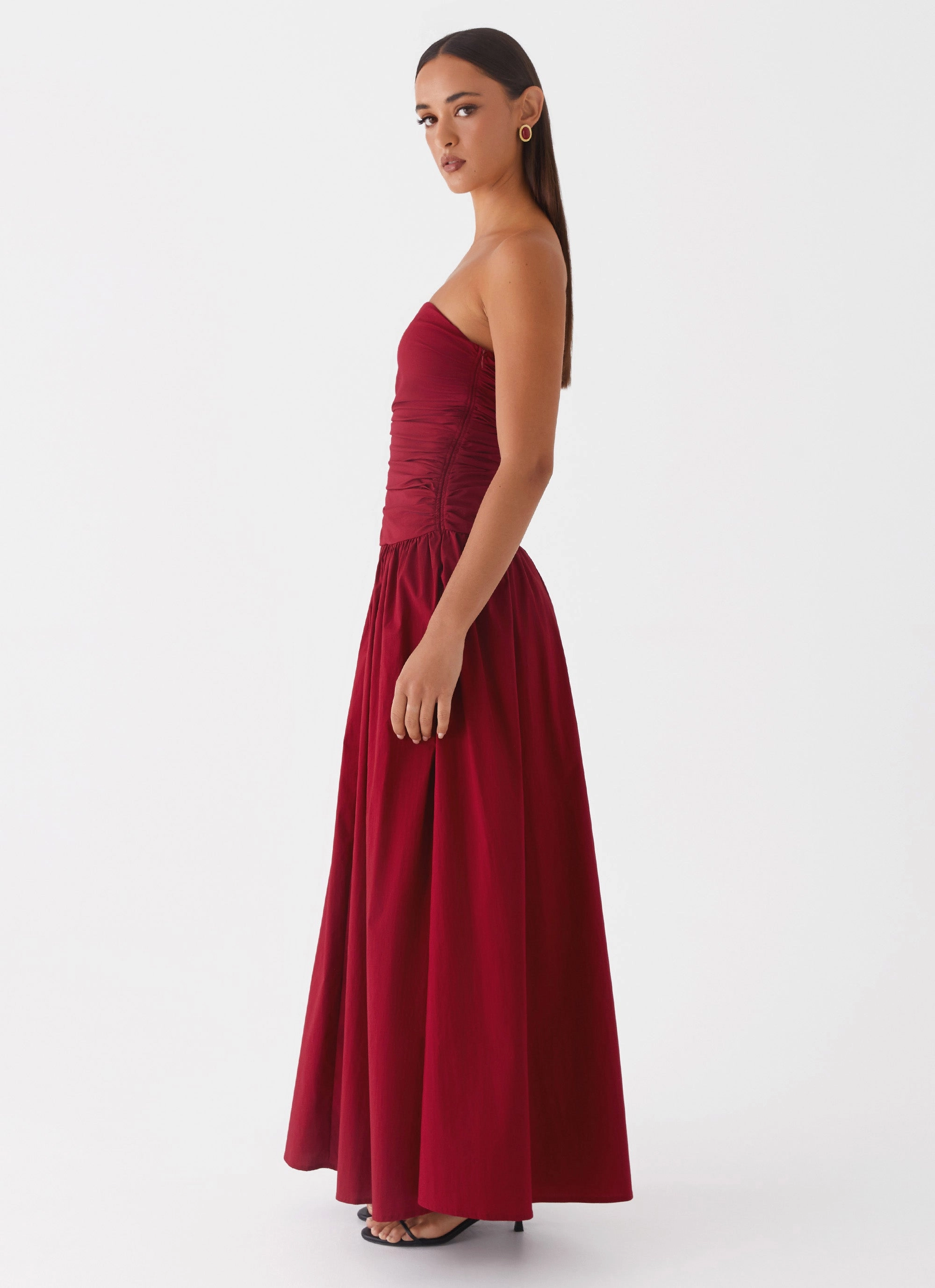 Linen Chic Carmel Maxi Dress - Merlot