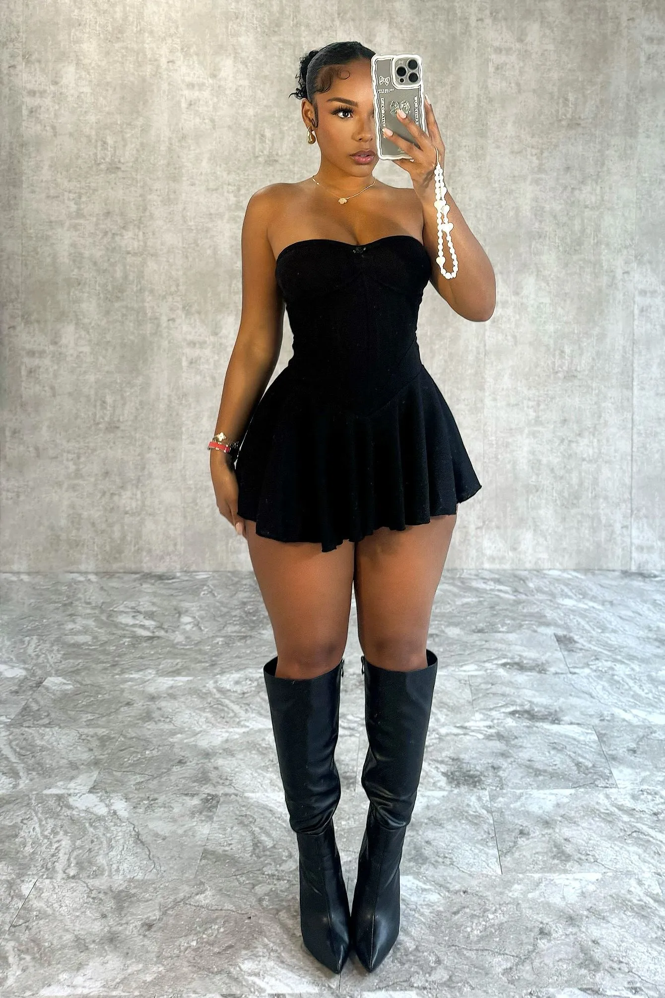 relaxed elegance Balletcore Flare Tube Corset Mini Dress