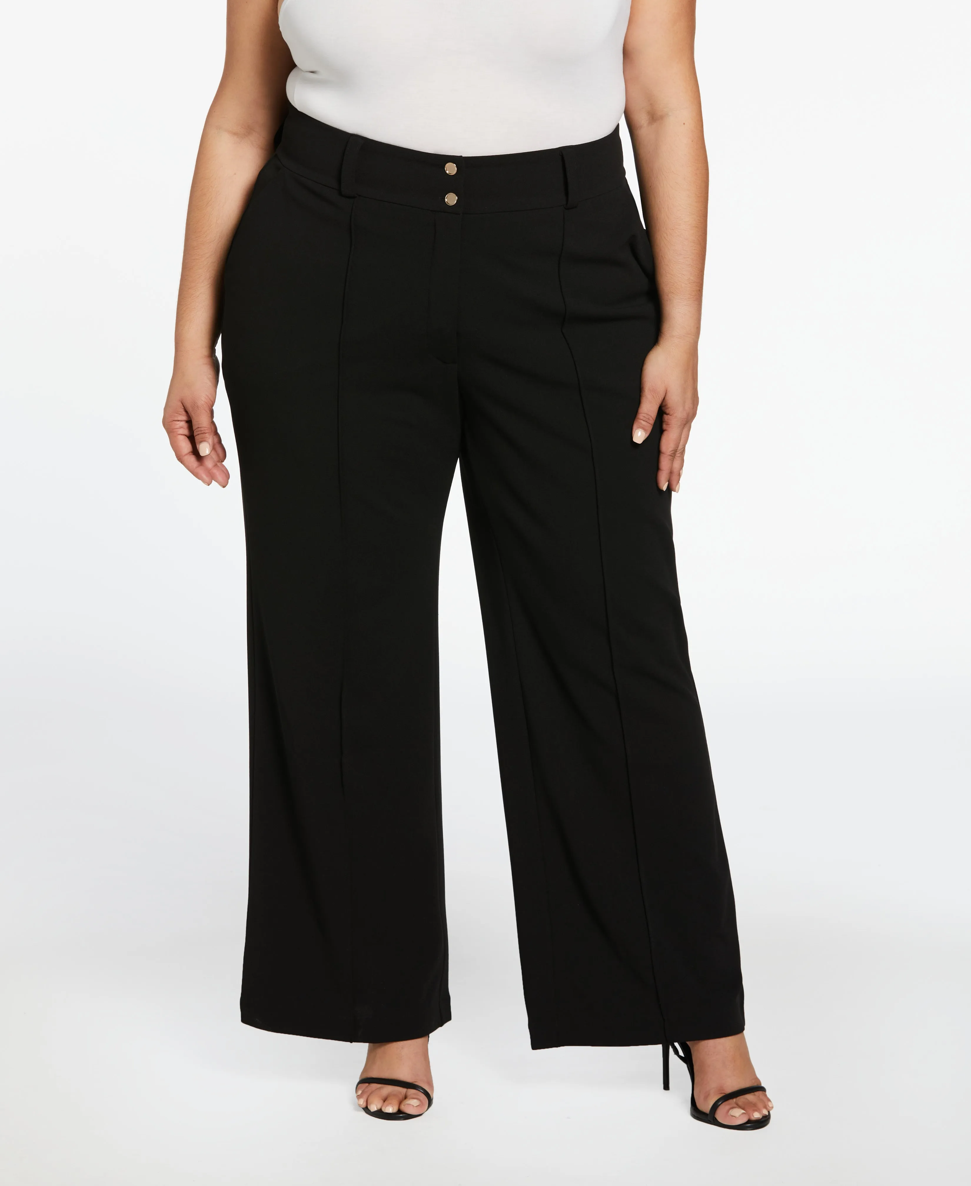 Plus Size Wide Waistband Wide Leg Pant Effortless Look Loose cut