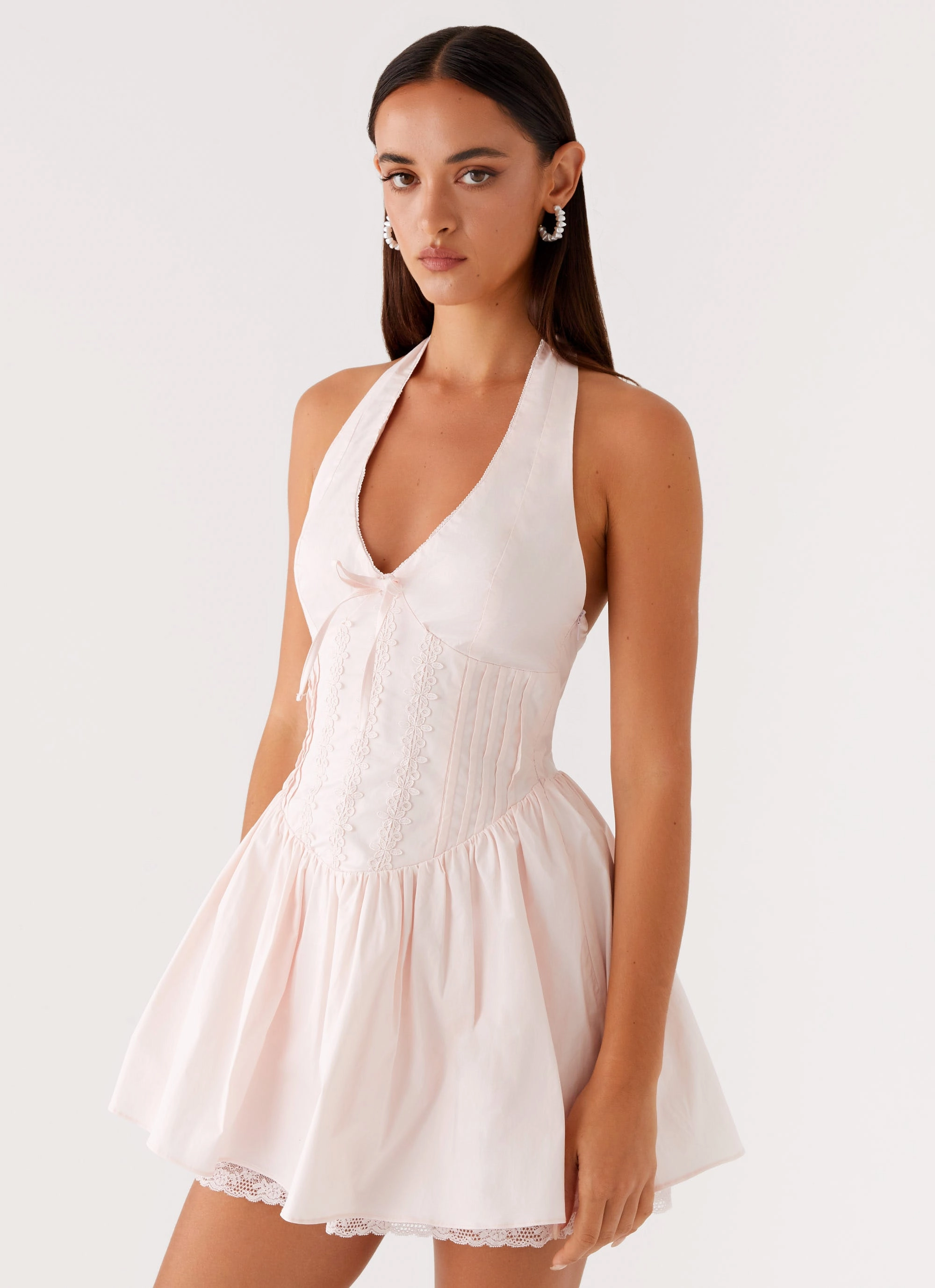 Removable Belt Soft Layers Moira Mini Dress - Pink