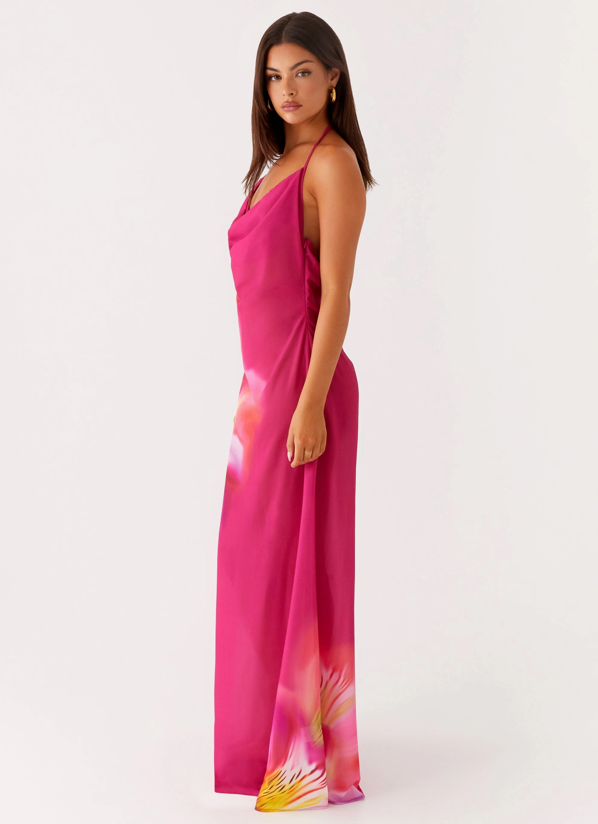 Comfortable Layer Fantasy Maxi Dress - Pink Tropical