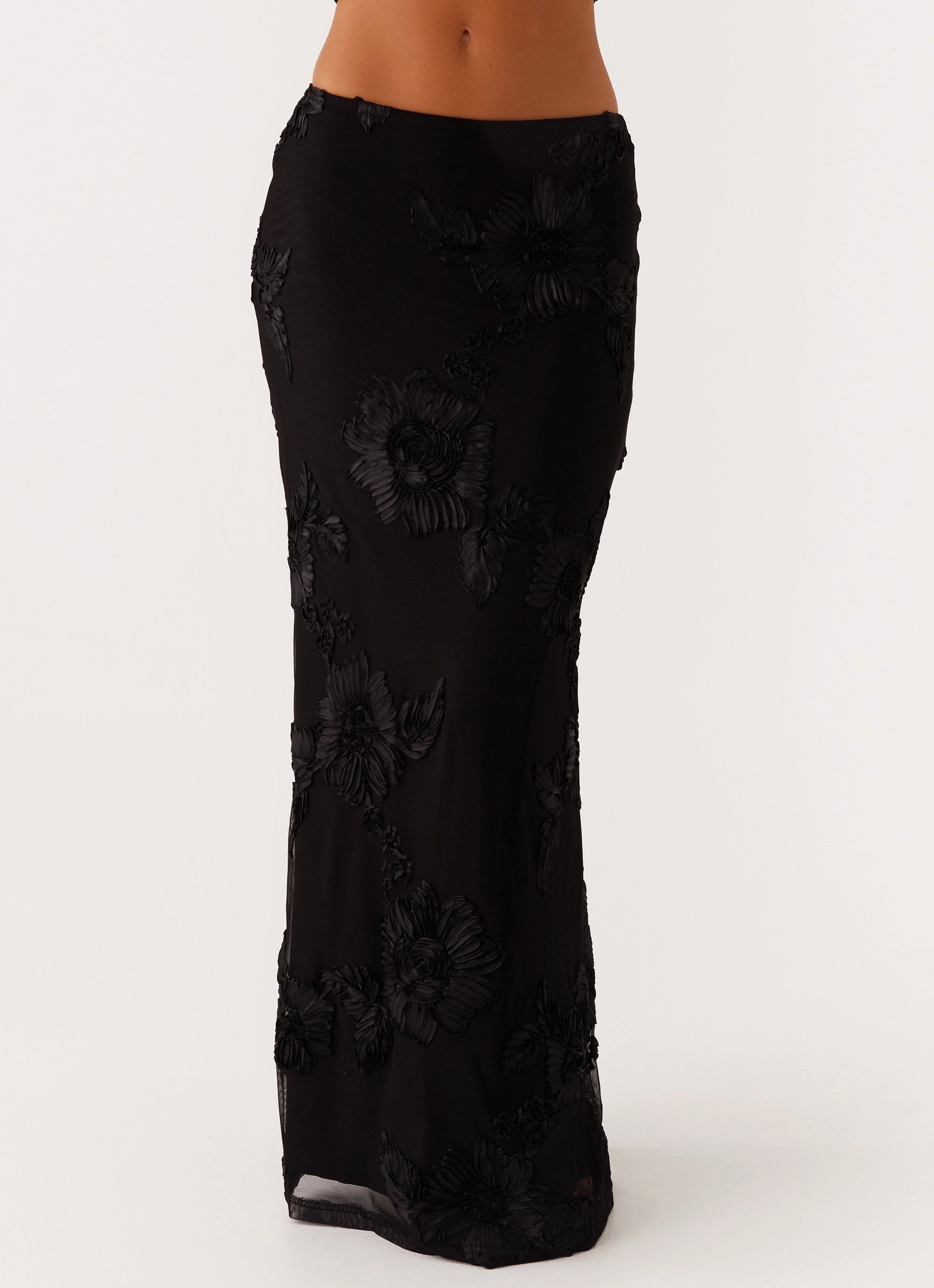 Radiate Maxi Skirt - Black Elastic hem