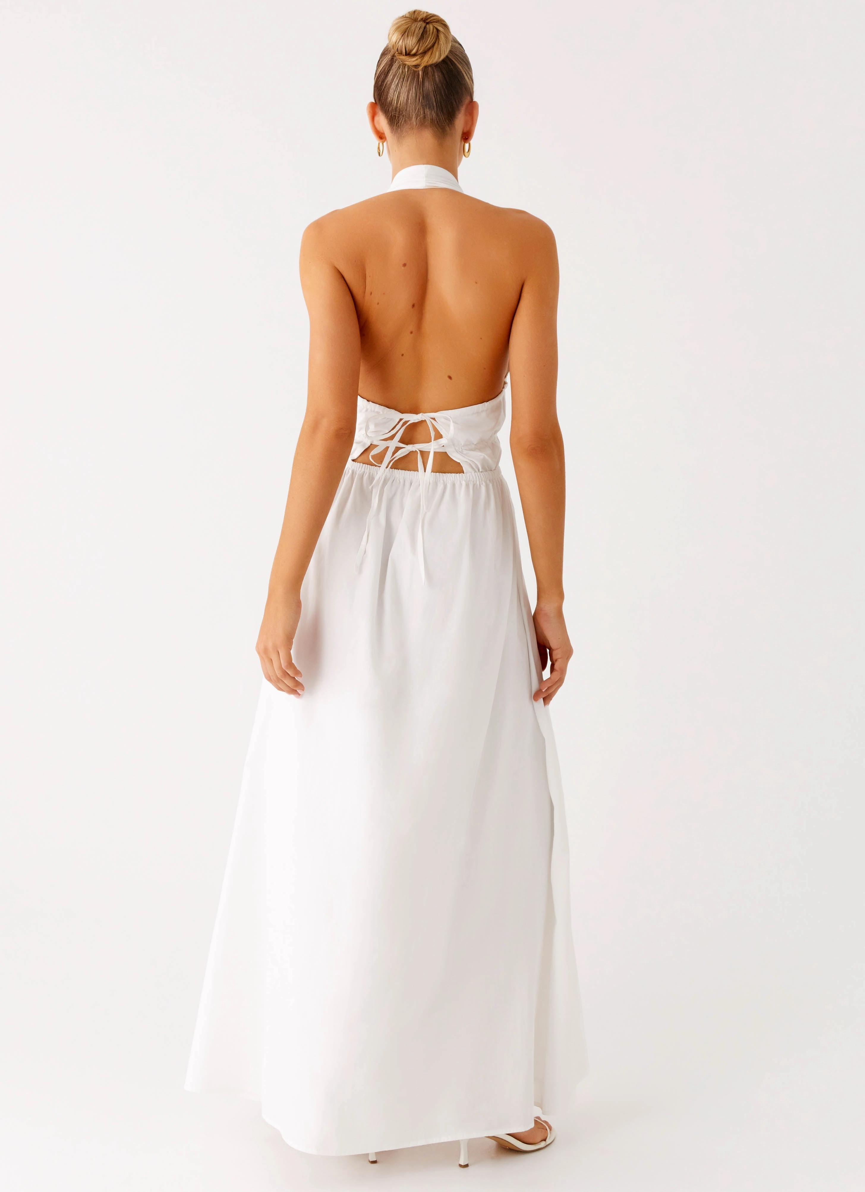 Figaro Halter Maxi Dress - White Layered Look