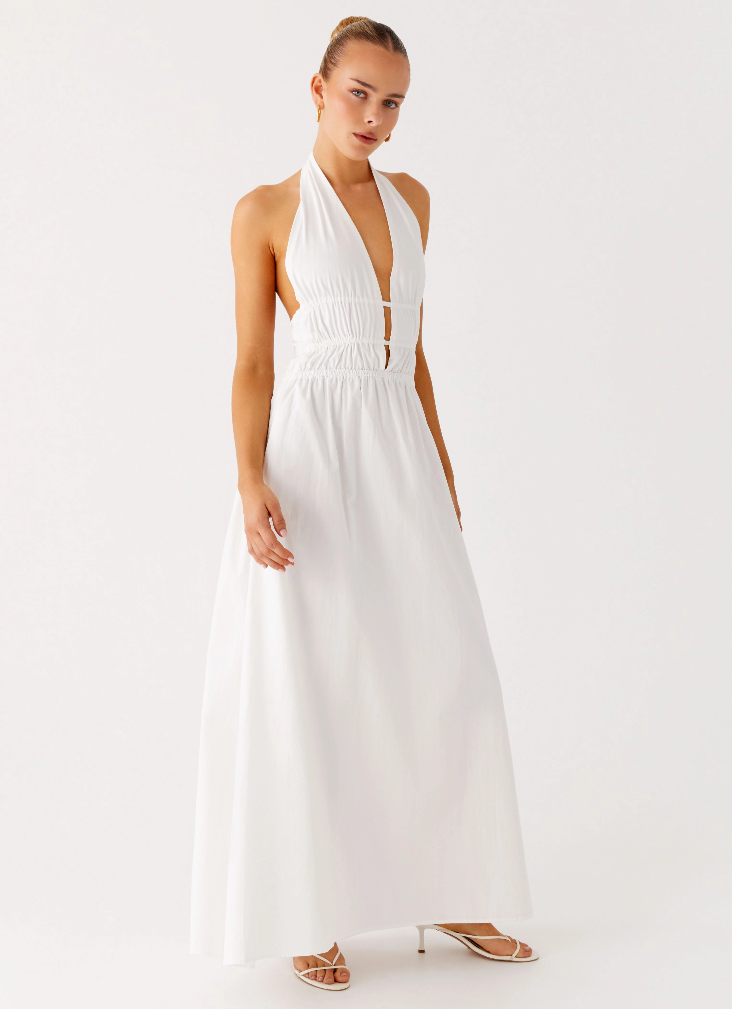 Figaro Halter Maxi Dress - White Ceremony Ready