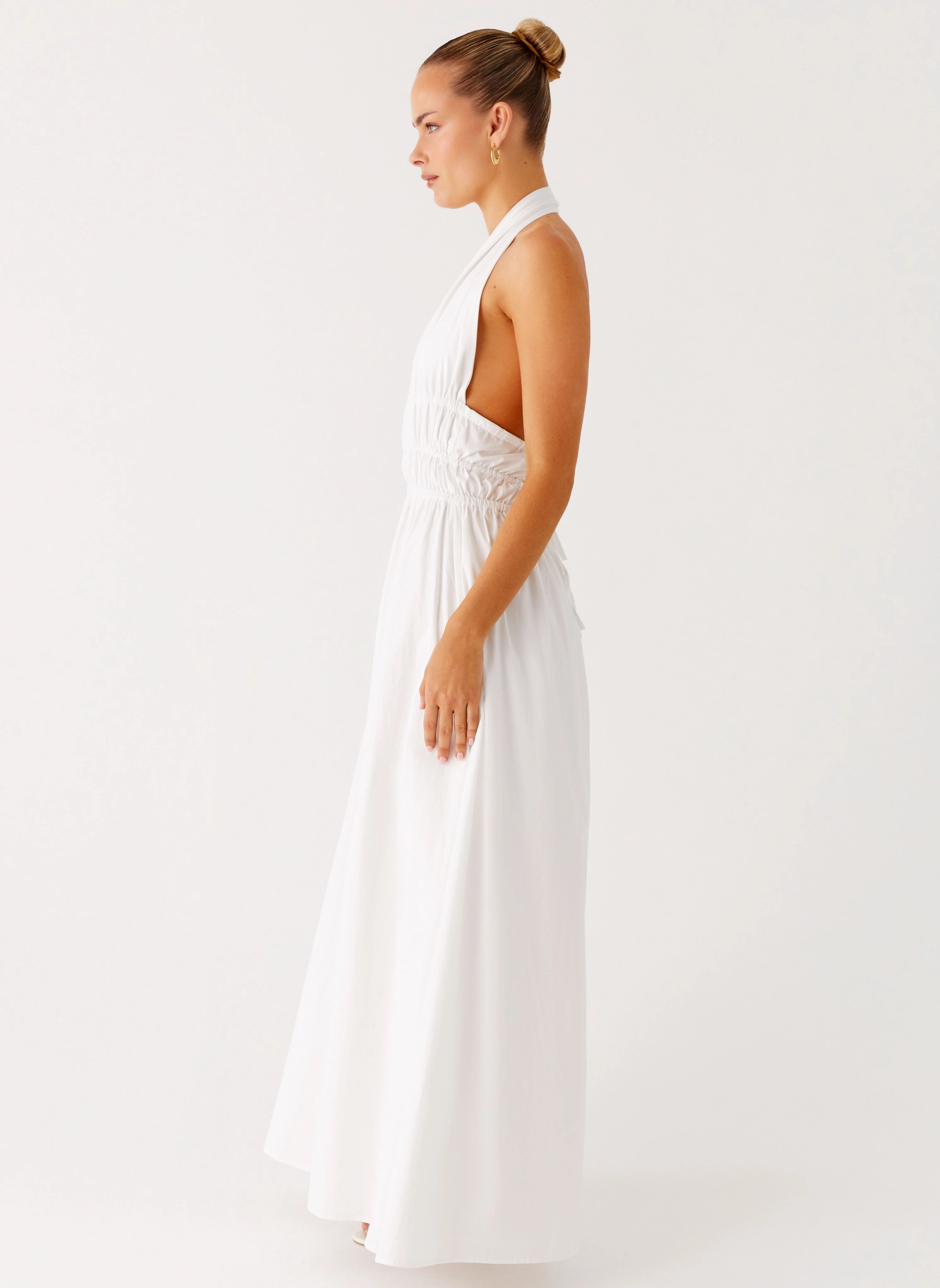 Casual Comfort Figaro Halter Maxi Dress - White