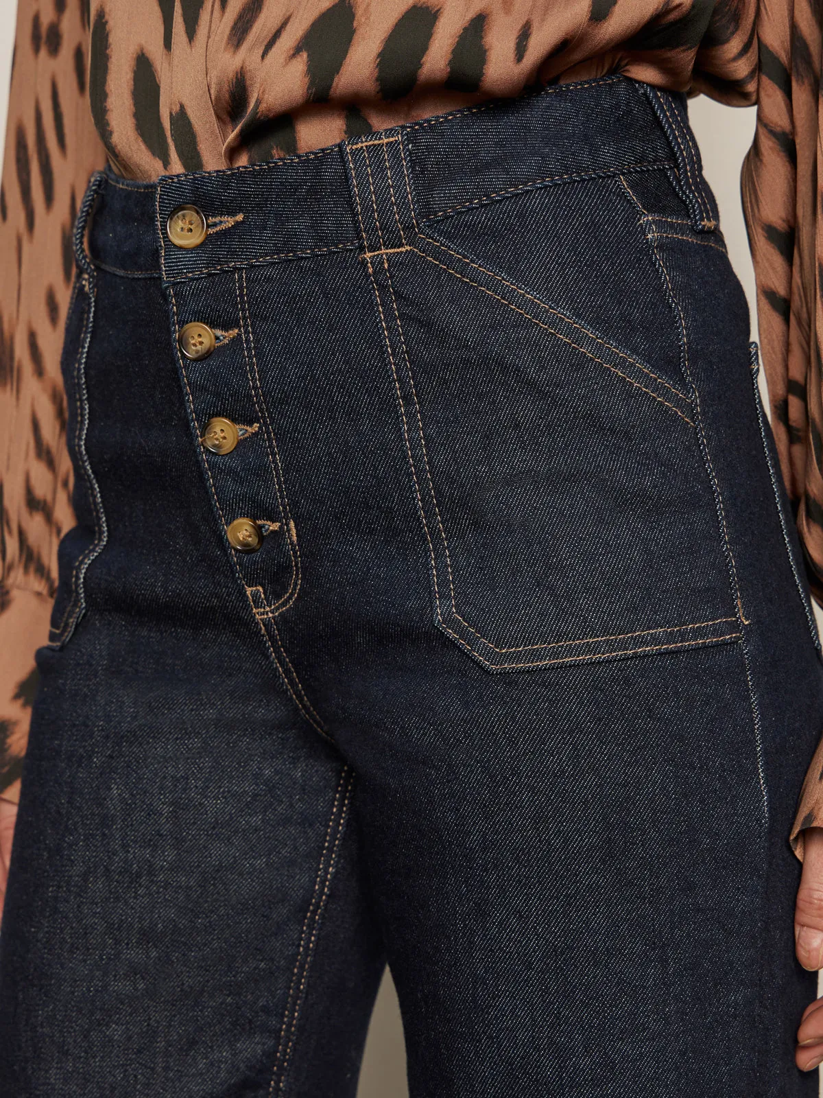 Ekara Slim Wide Jean Indigo Dark Rinse Wash Fashion Comfort Wear