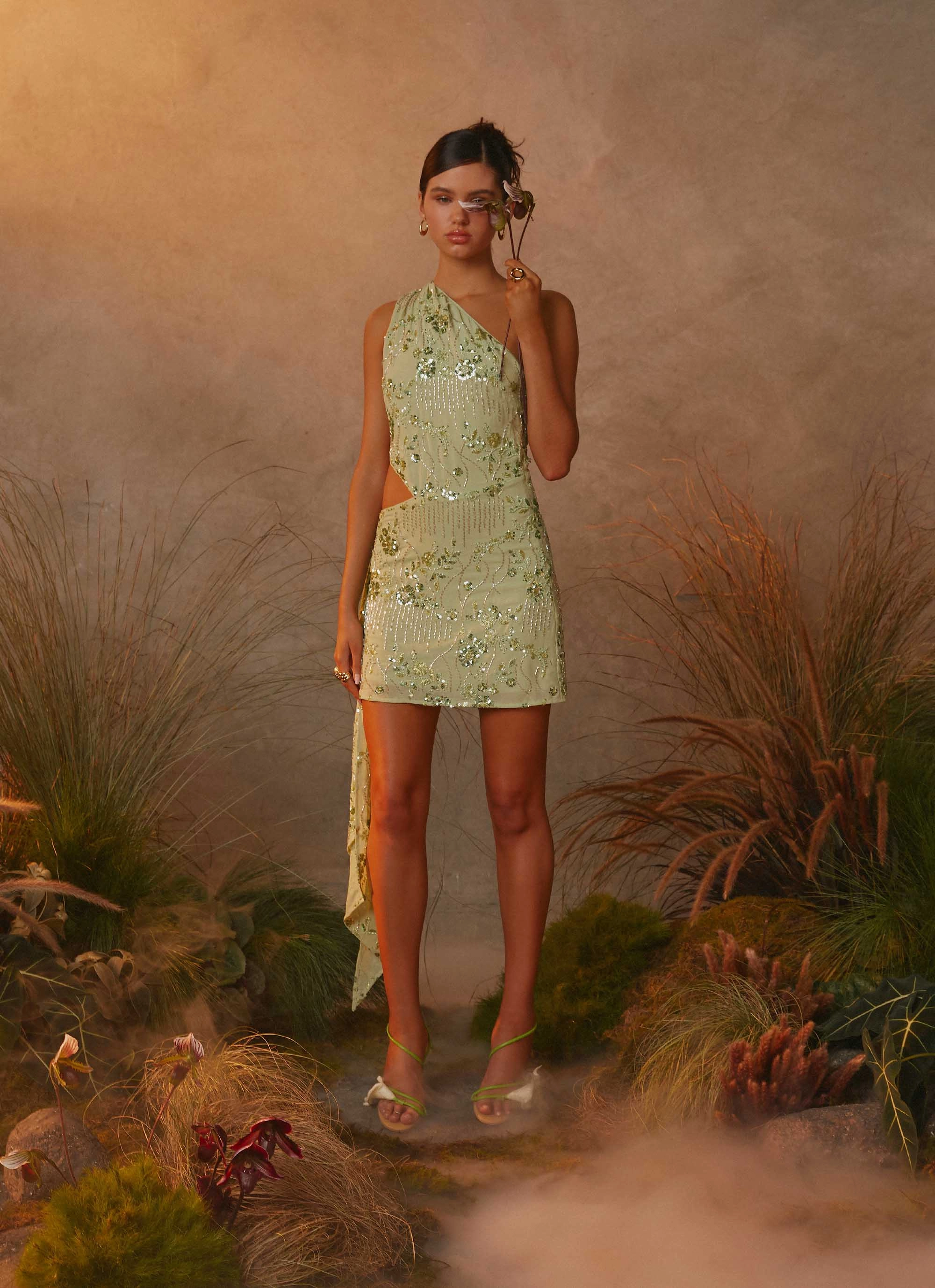 Timeless Wear Water Resistant Juelz Beaded Mini Dress - Lime