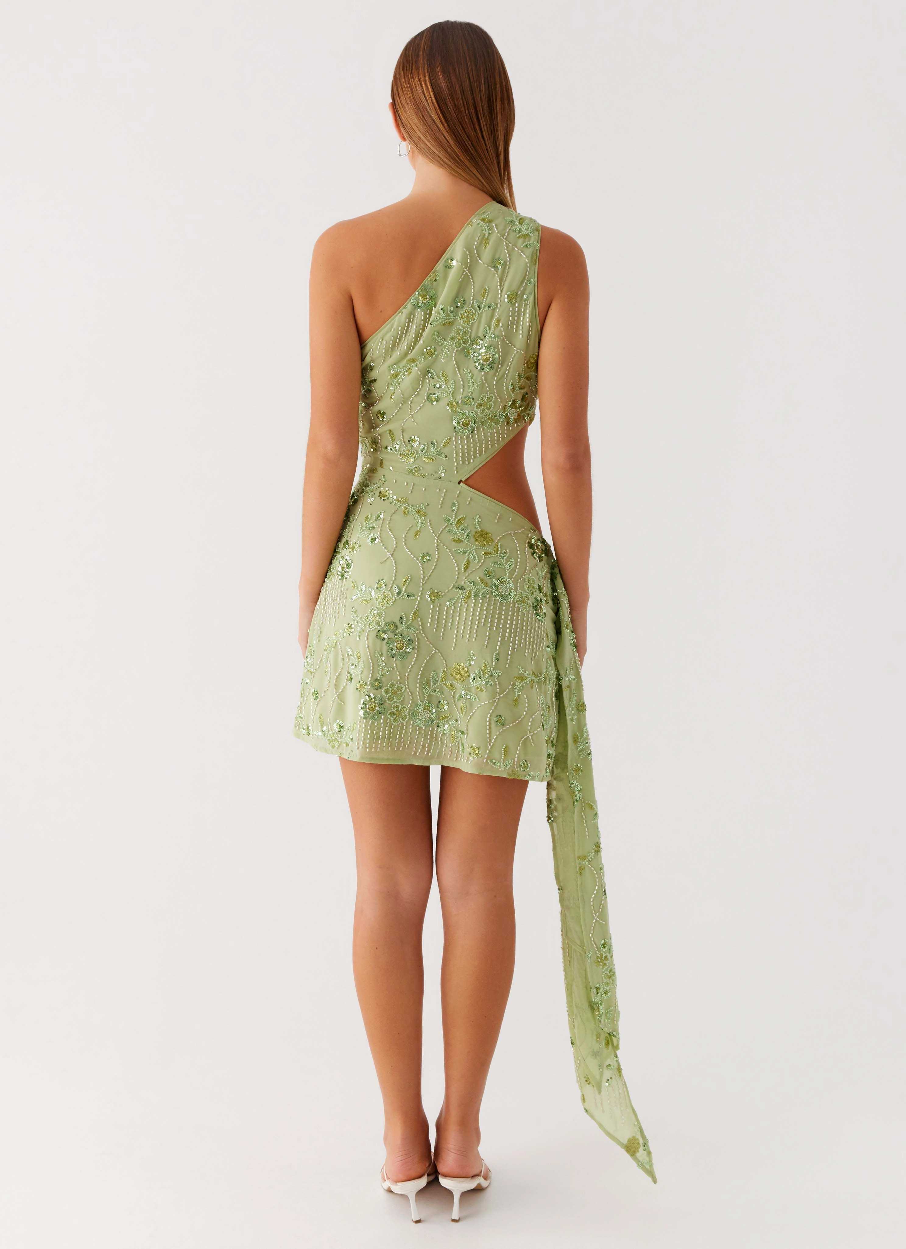 Juelz Beaded Mini Dress - Lime Subtle Finish Subtle Look