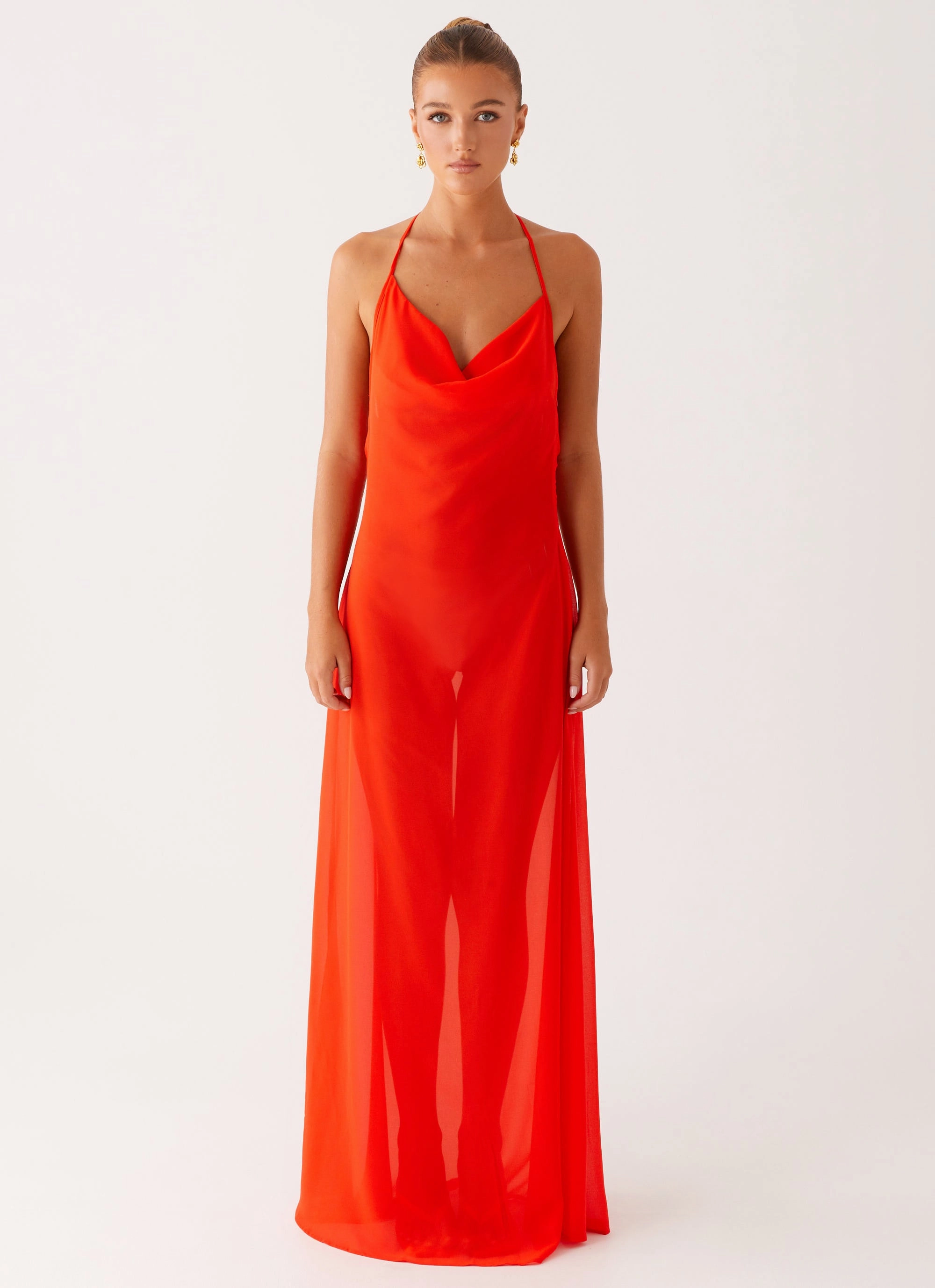 Silky Finish Fantasy Maxi Dress - Orange