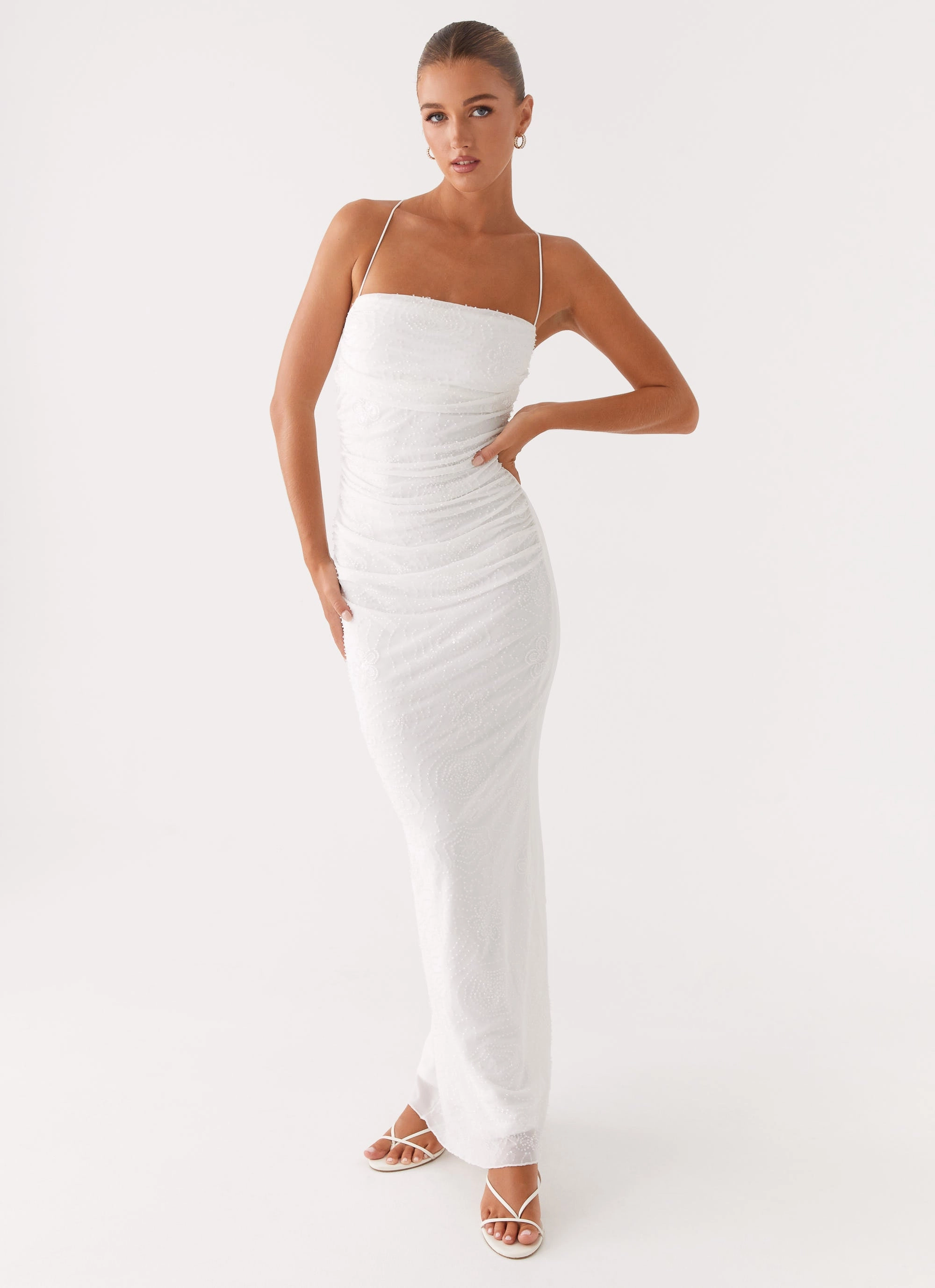 Paxton Beaded Maxi Dress - White Smart Silhouette