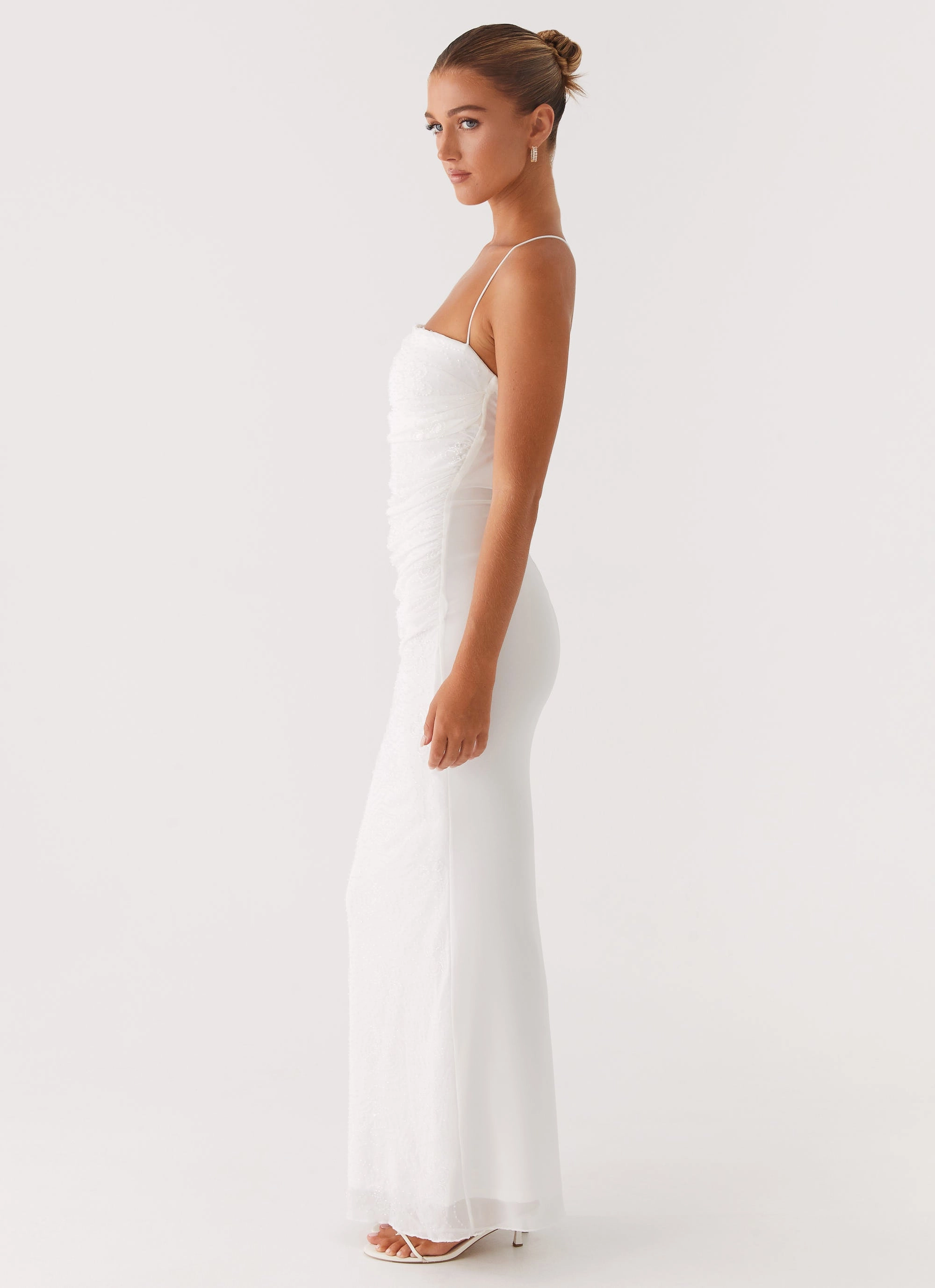 Fresh Aesthetic Smart Layer Wear Paxton Beaded Maxi Dress - White