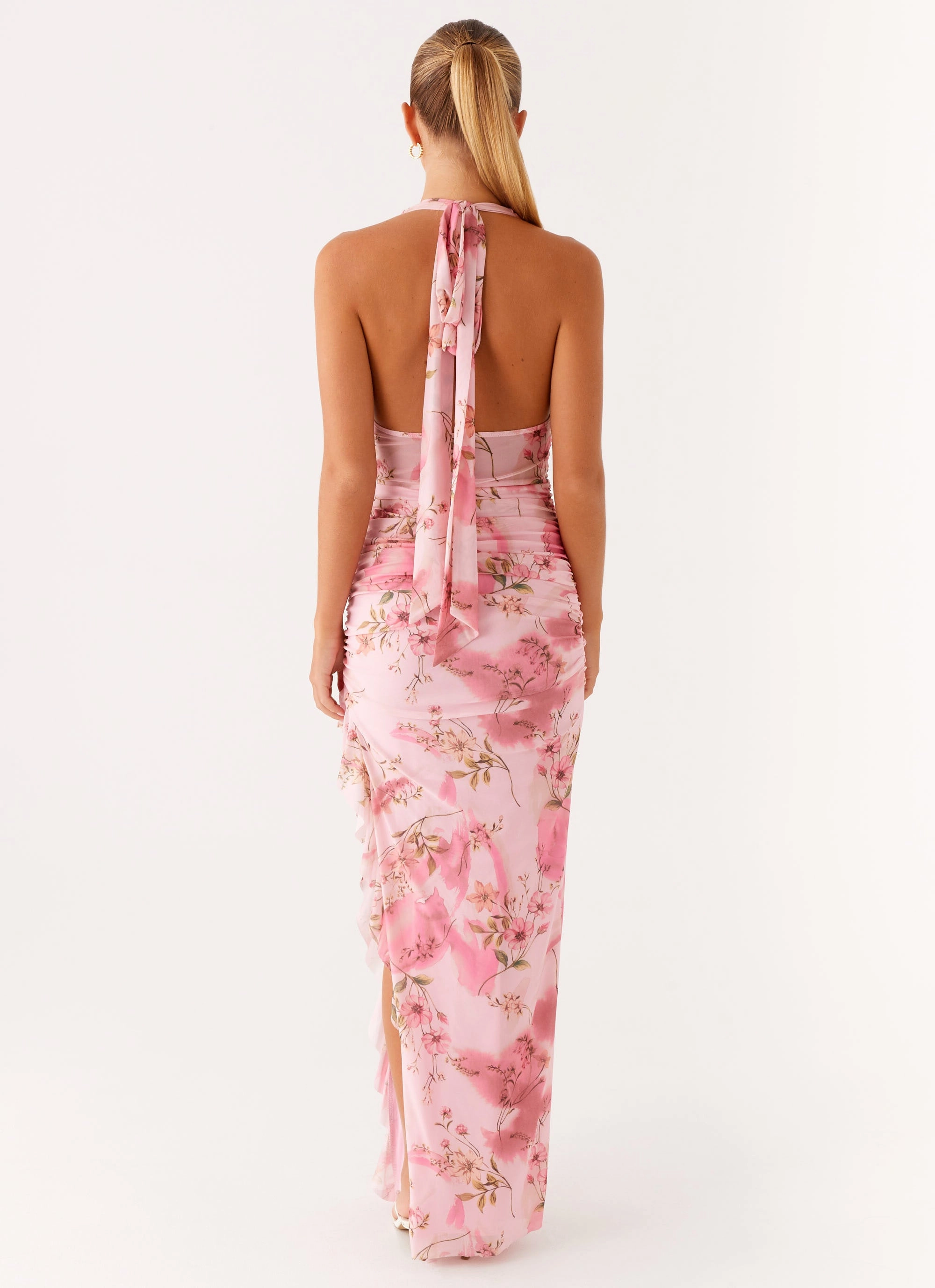 Smart Layering Micca Halter Maxi Dress - Pink Floral Print