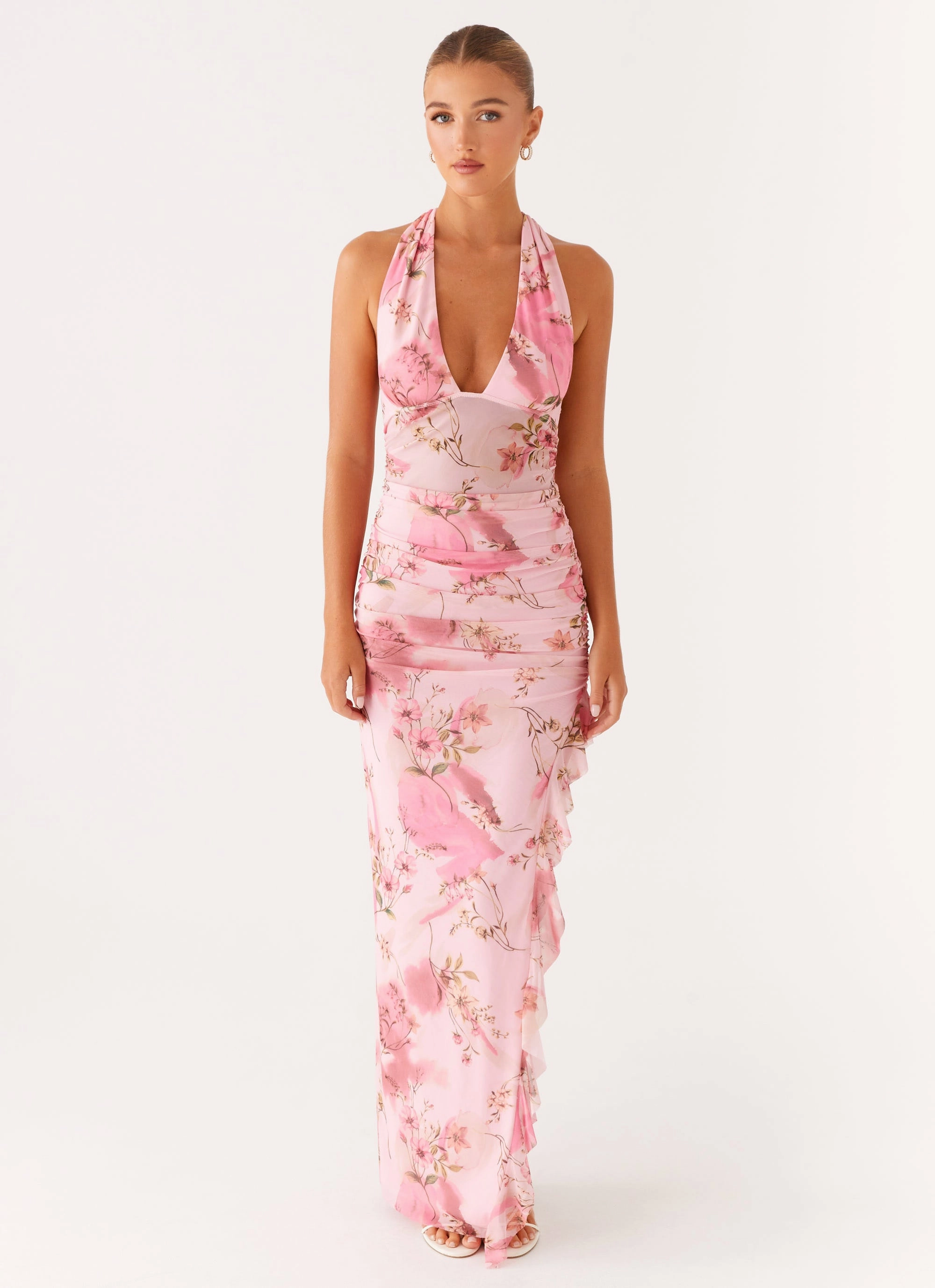 Light Rhythm Micca Halter Maxi Dress - Pink Floral Print