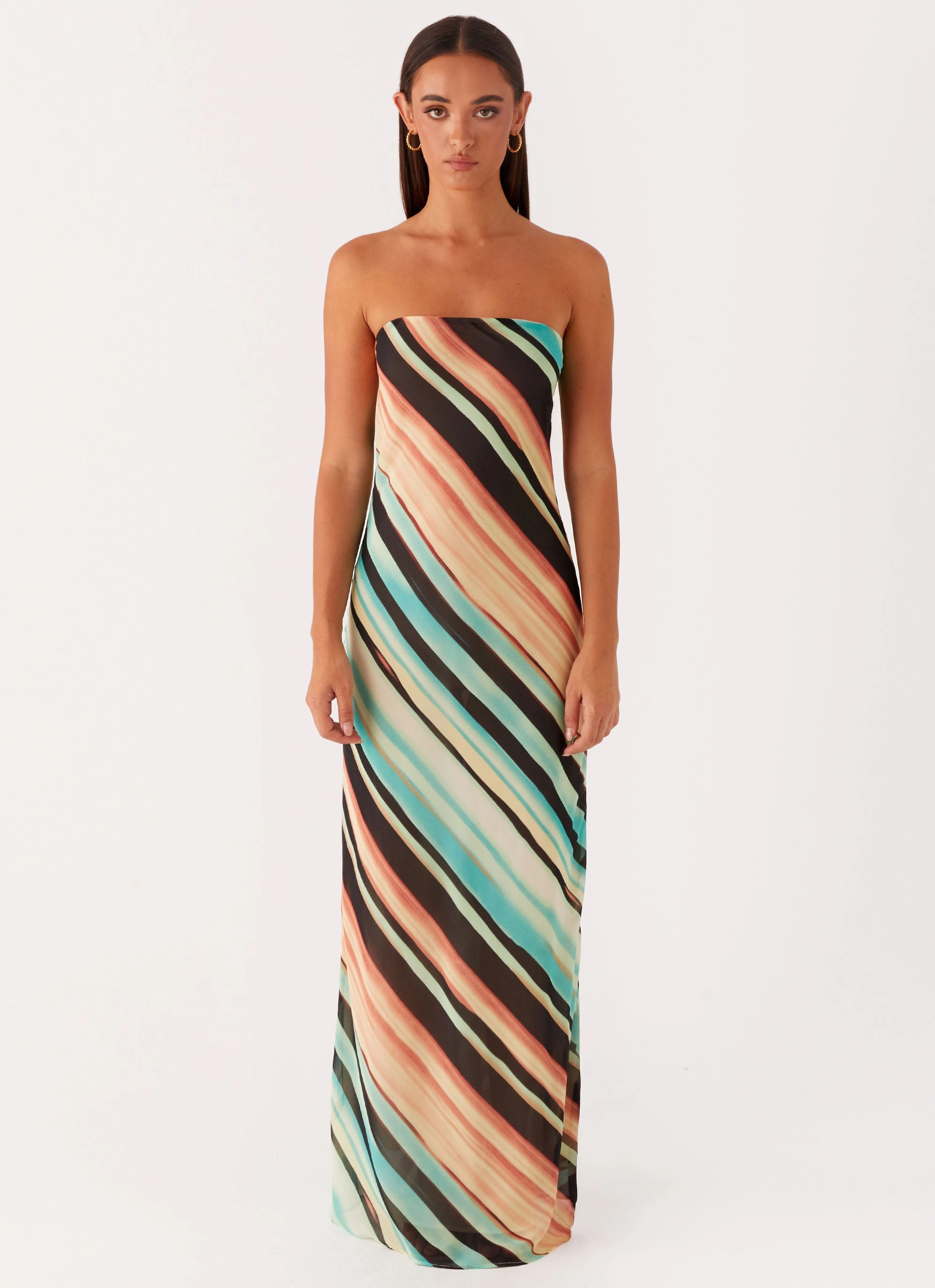 Figure-Skimming Feminine Energy Como Maxi Dress - Stripe