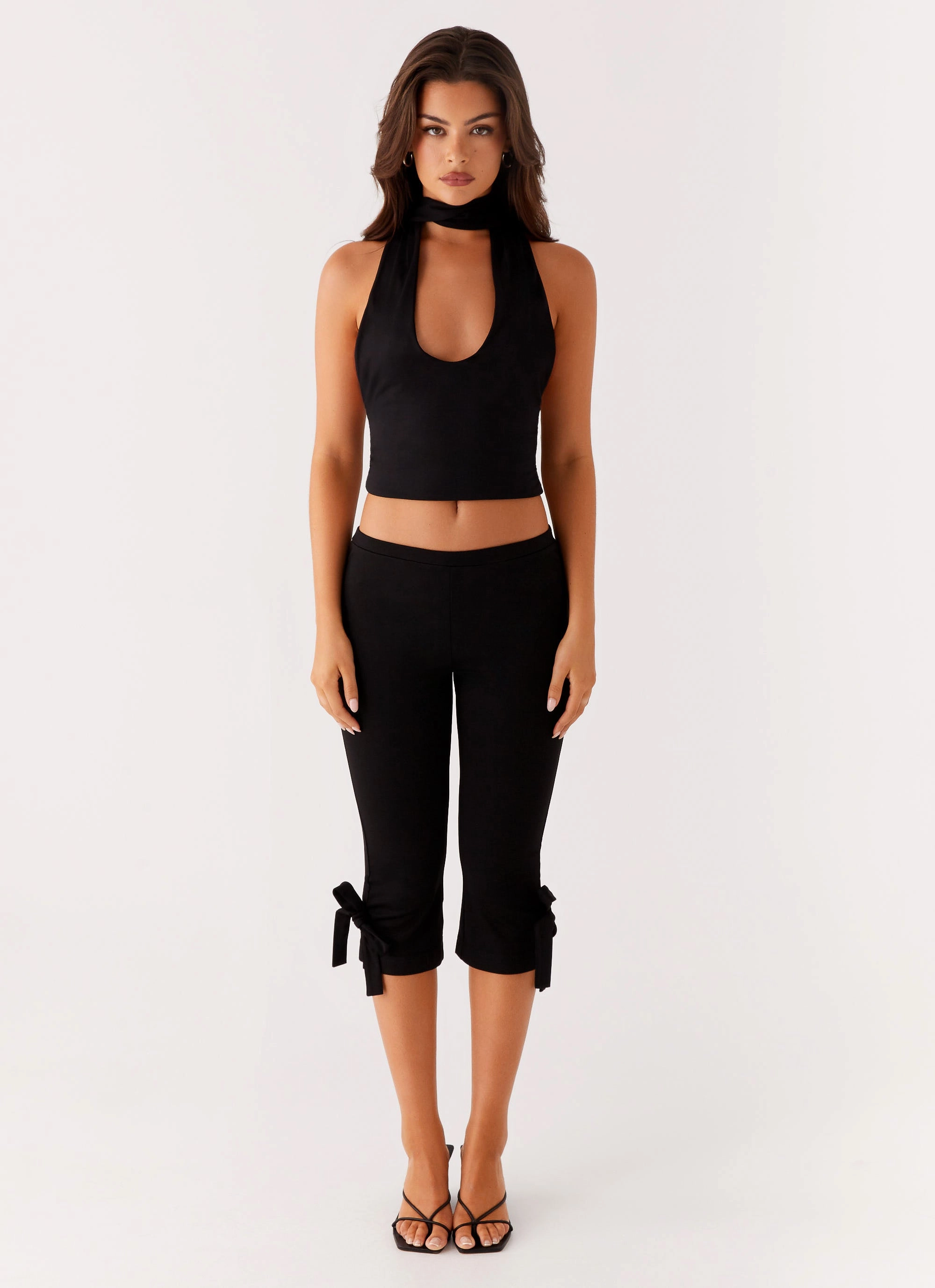 Takeover Capri Pants - Black Curved Waistline