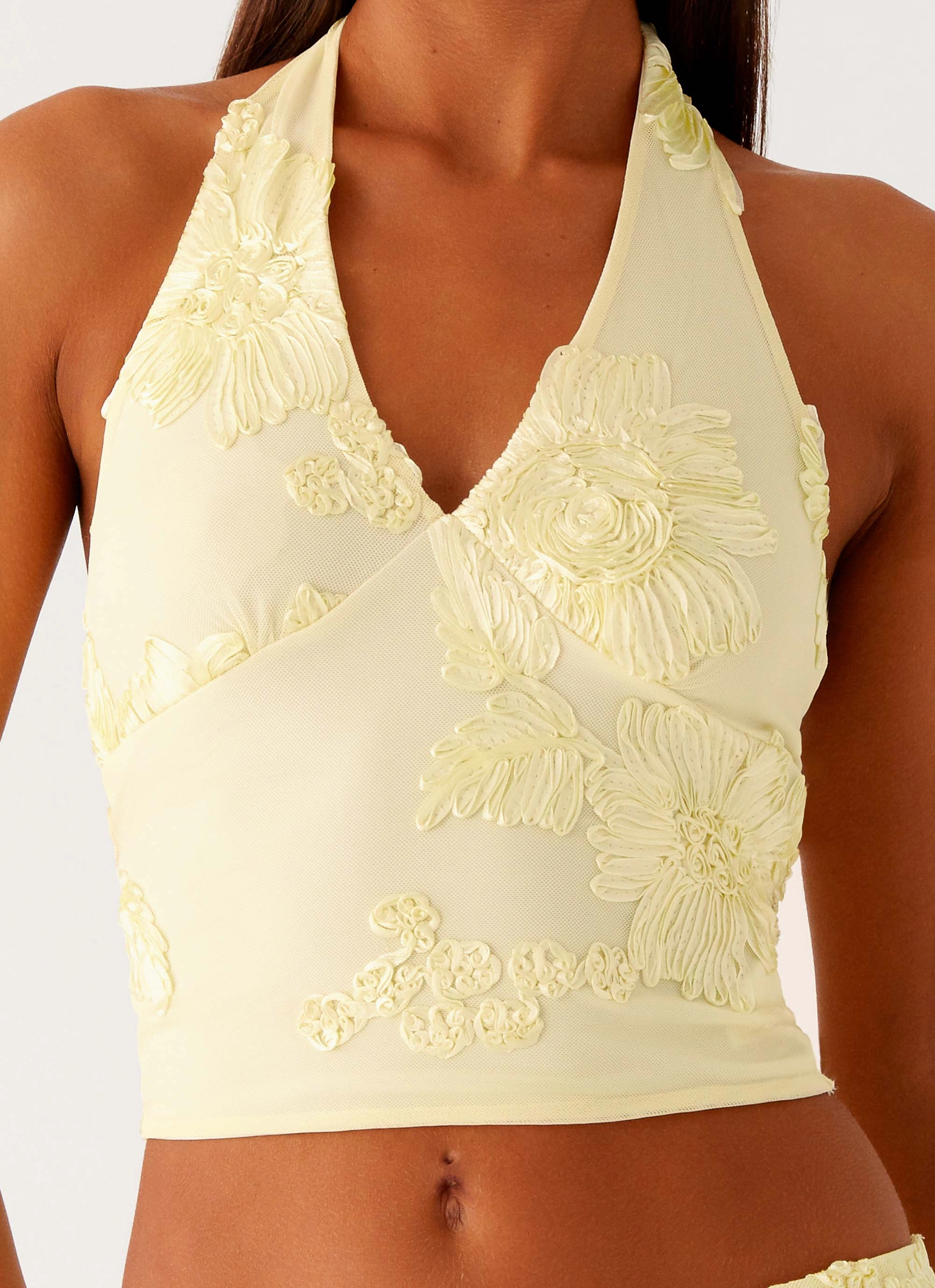 Radiate Halterneck Top - Yellow AntiPilling Technology LayeredPanel