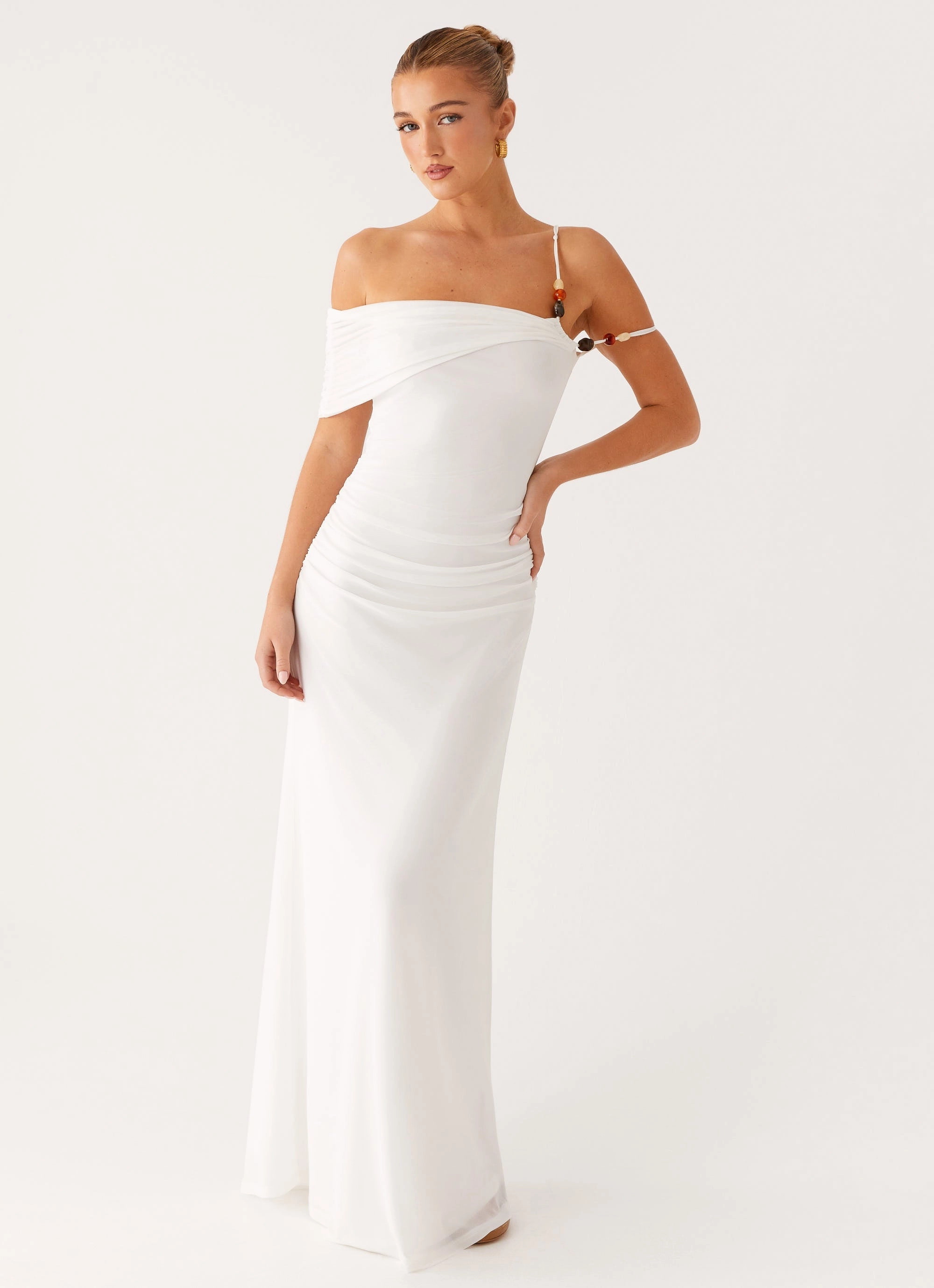 Embroidered-Detail Light Shape Conquer Maxi Dress - Off White