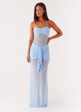 Lily Halter Maxi Dress - Blue Form Fit