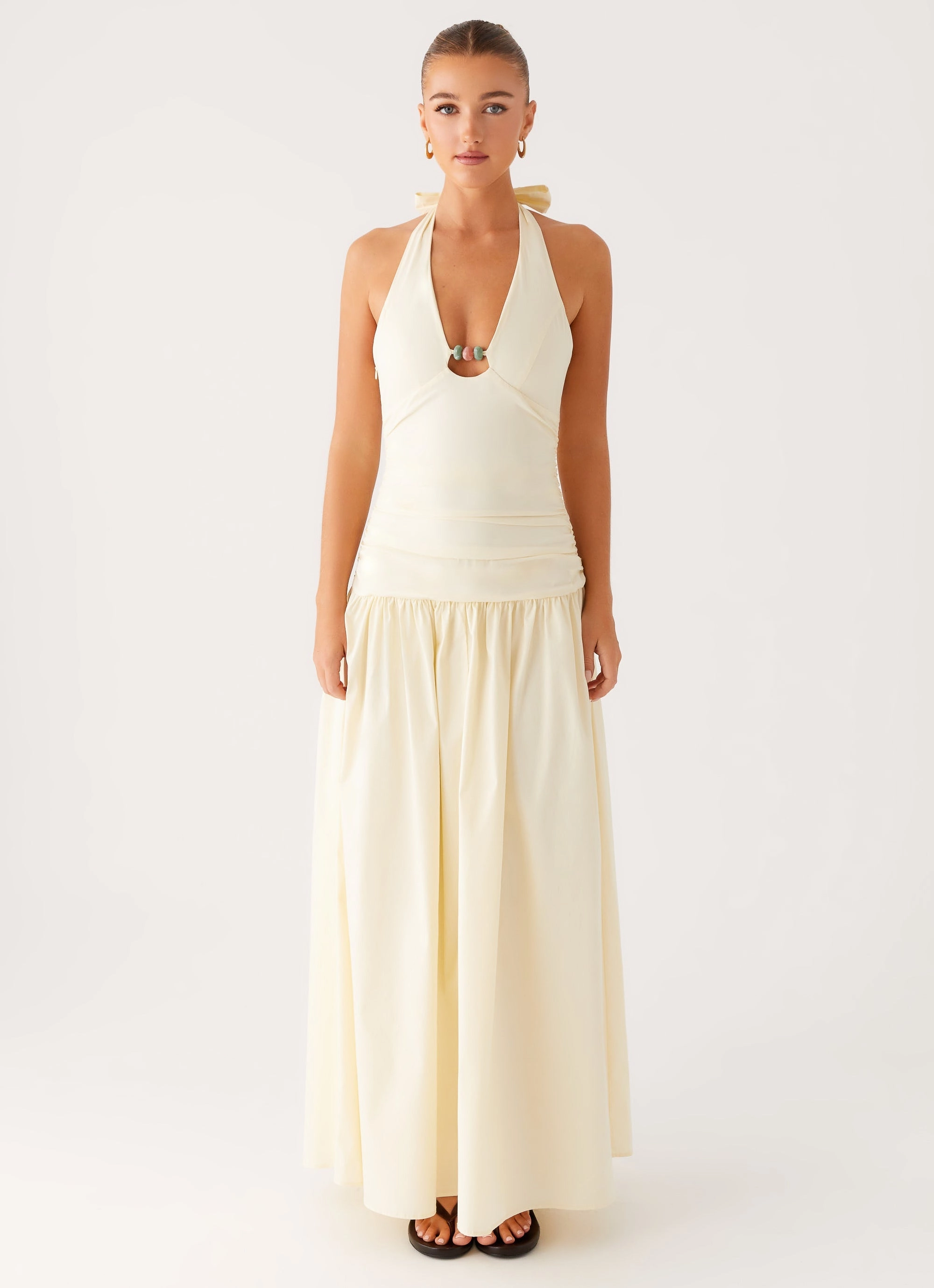 Val Maxi Dress - Lemon Sheer-Overlay Relax Tones