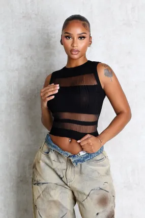 Reinforced Hemline Reveal Knitted Tank Top