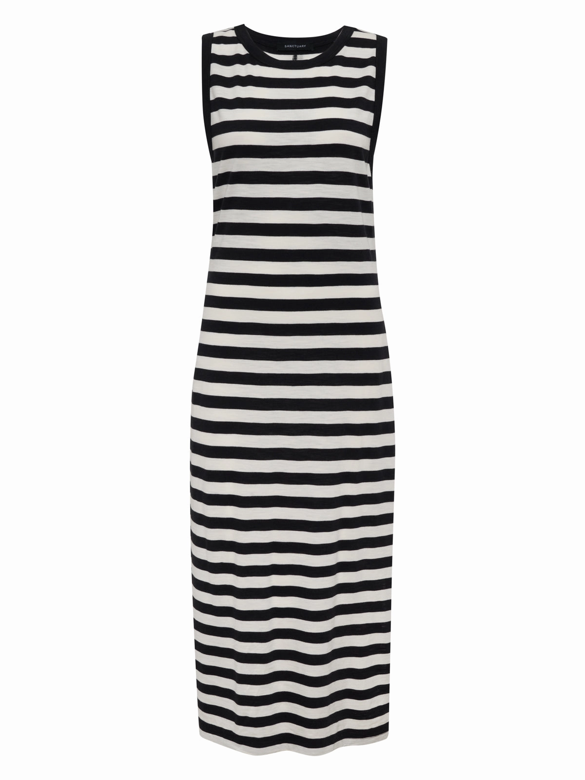 Soft Sweater Contrast Trim Maxi Dress Black Macrame Stripe