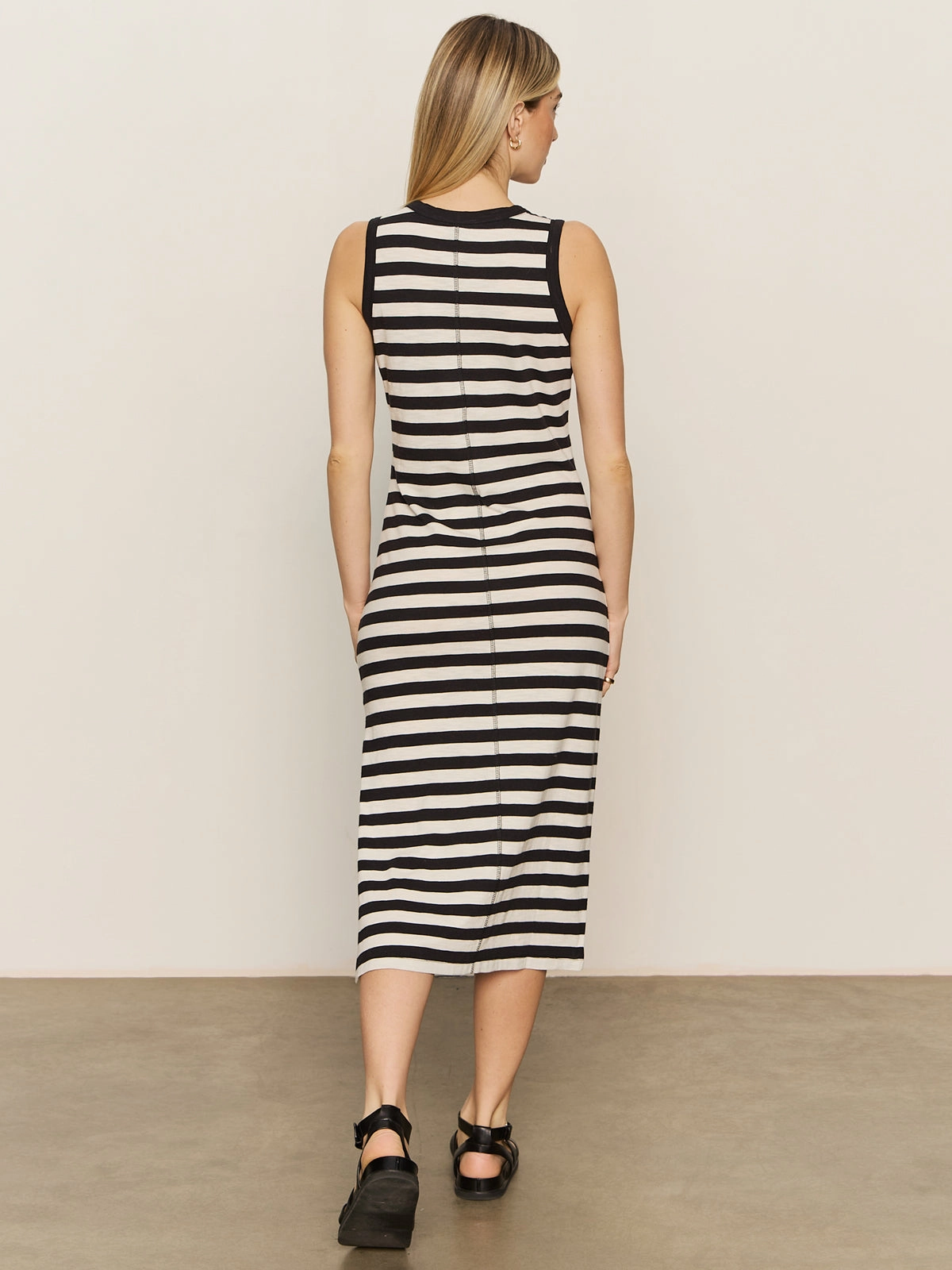 Contrast Trim Maxi Dress Black Macrame Stripe FlexFit Technology