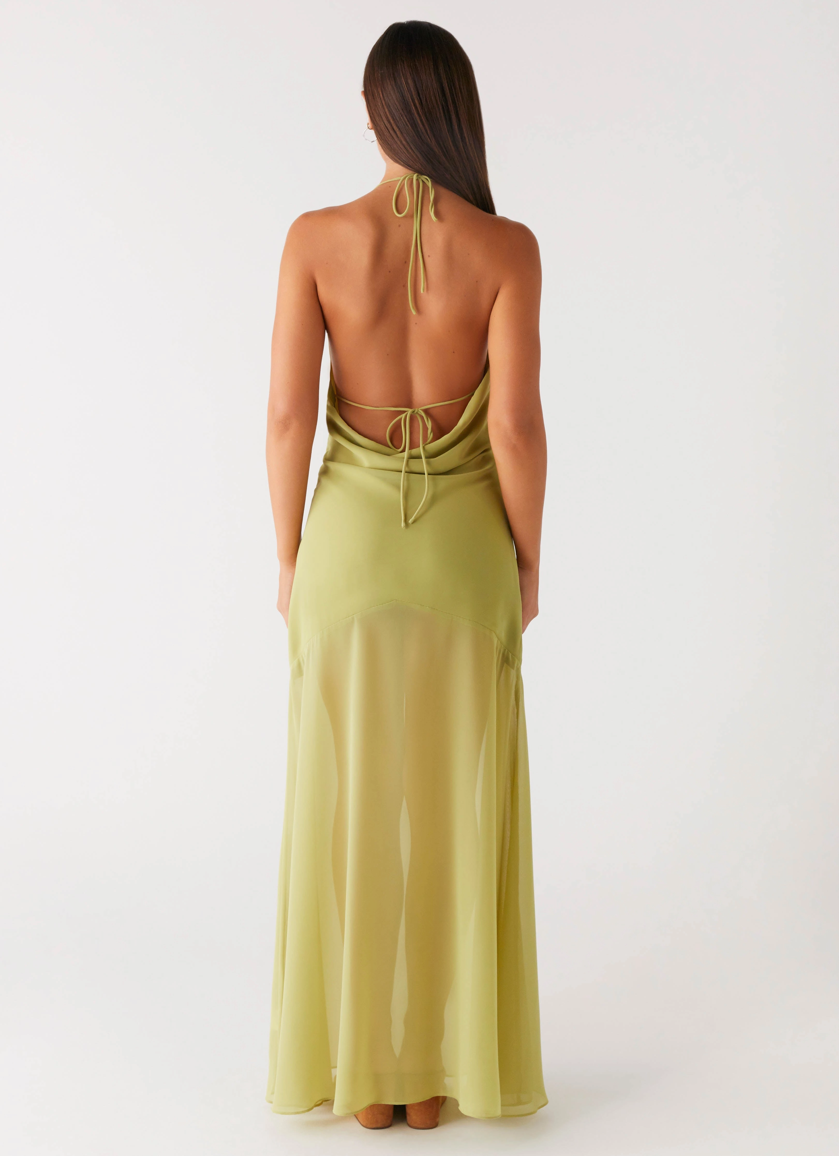 Smooth Detail Bell-Sleeve Samoa Maxi Dress - Lime