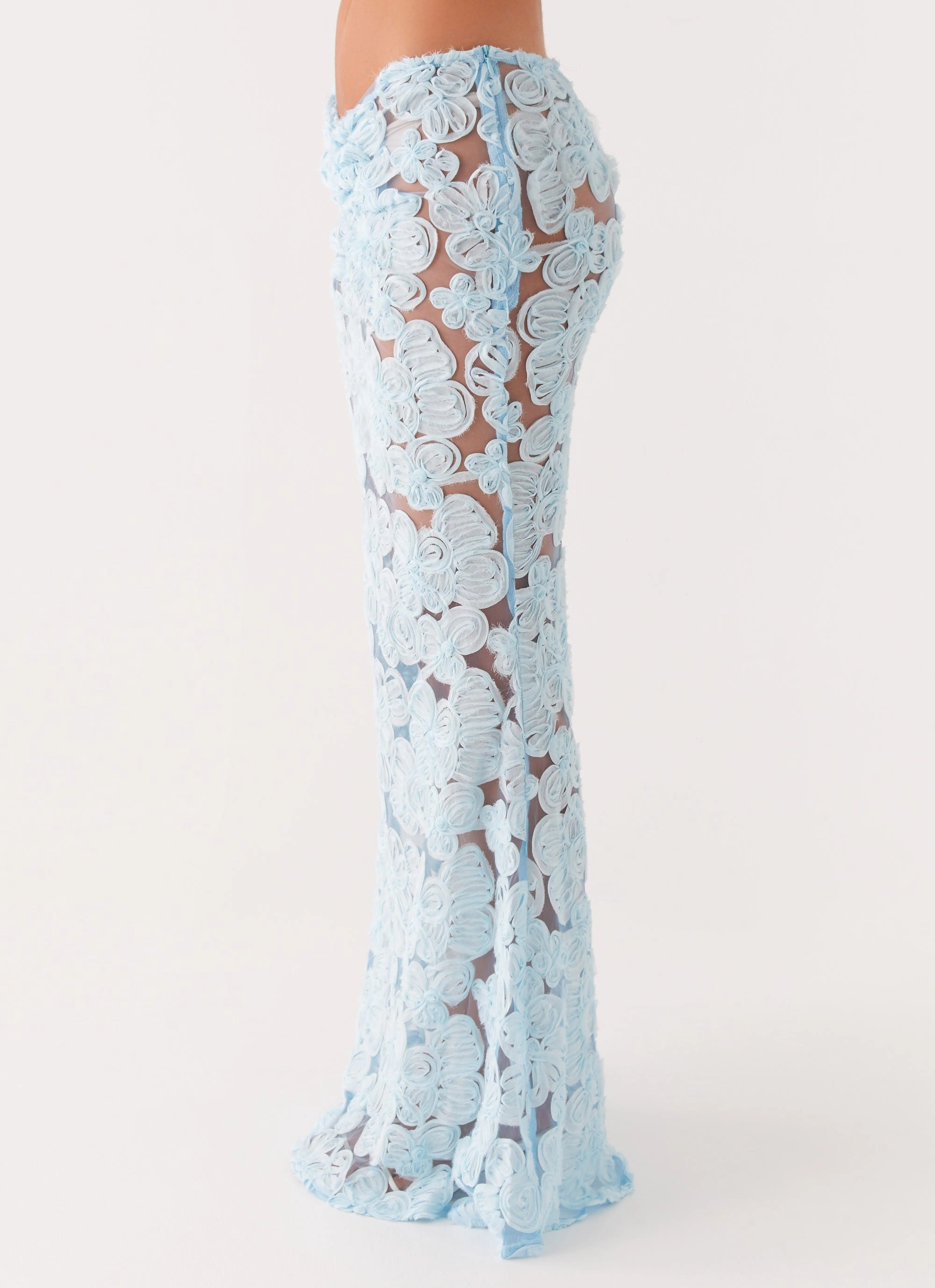 Fiorella Floret Maxi Skirt - Blue Foldable Packability Fashion Detail