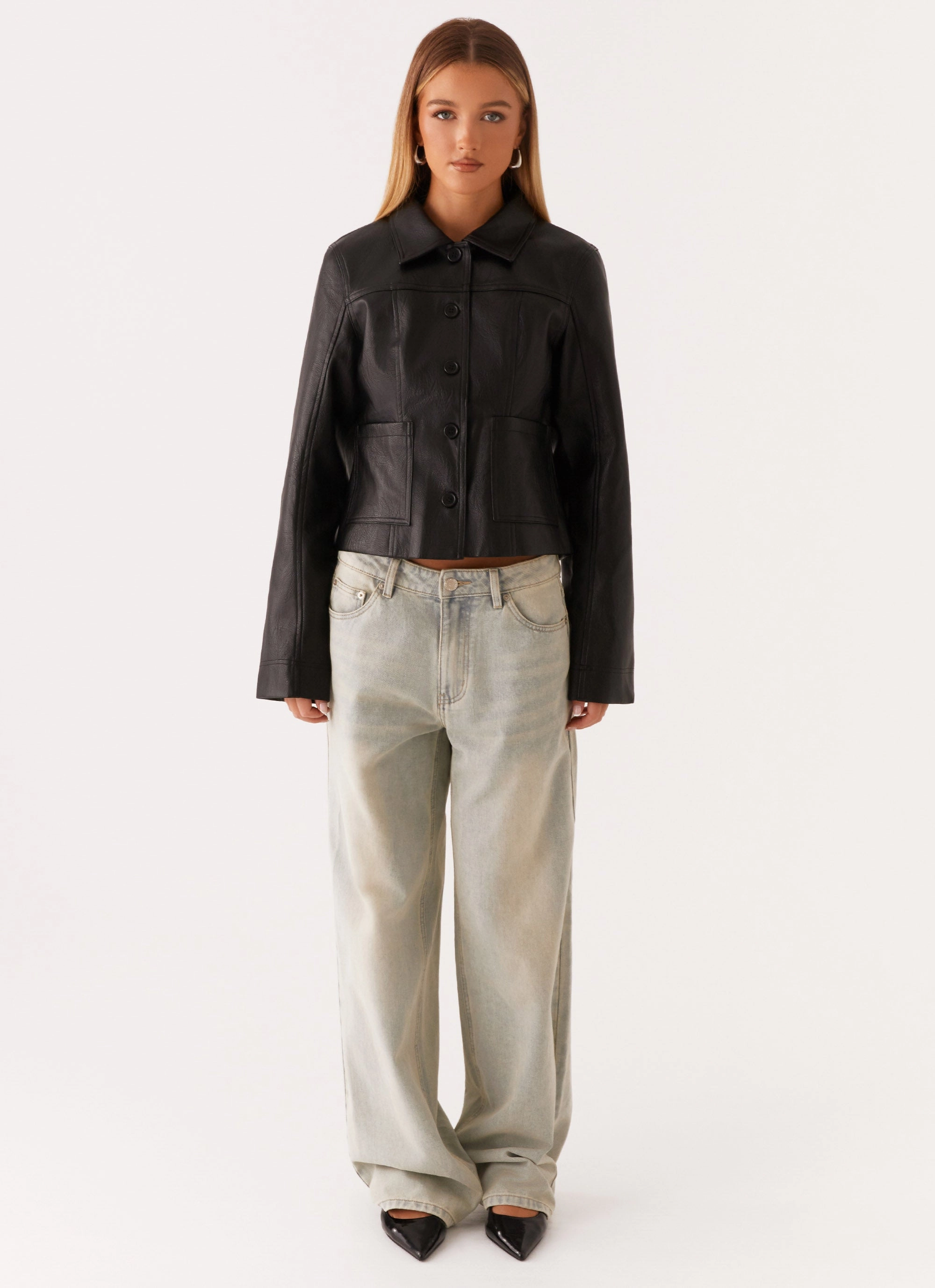 Verona Faux Leather Jacket - Black travel use Bonded Shoulder Guards