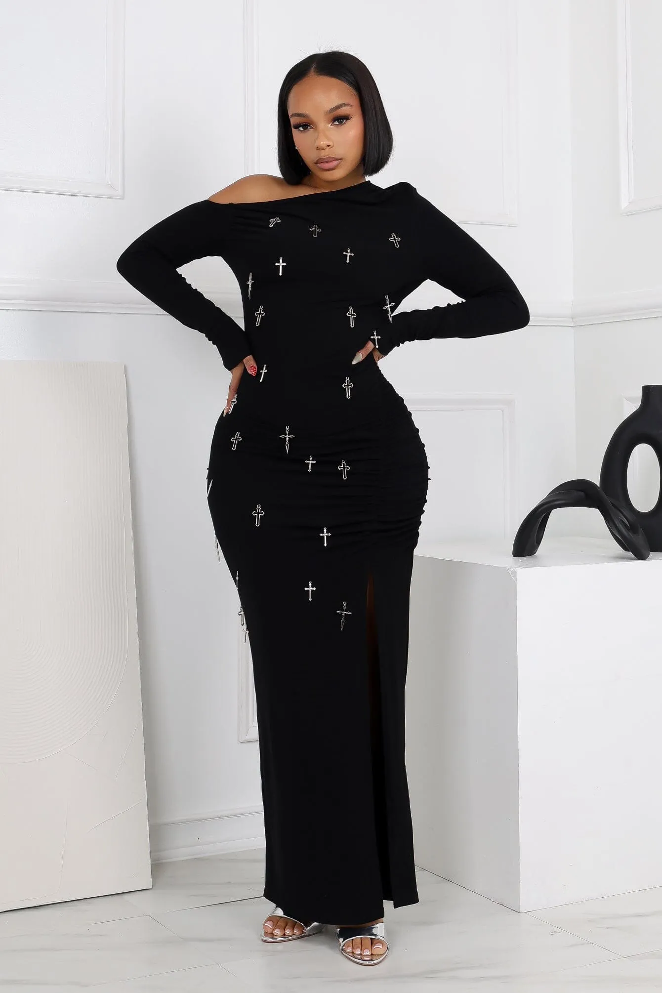 Convertible-Style soft look Set Me Free Cross Metal Maxi Dress