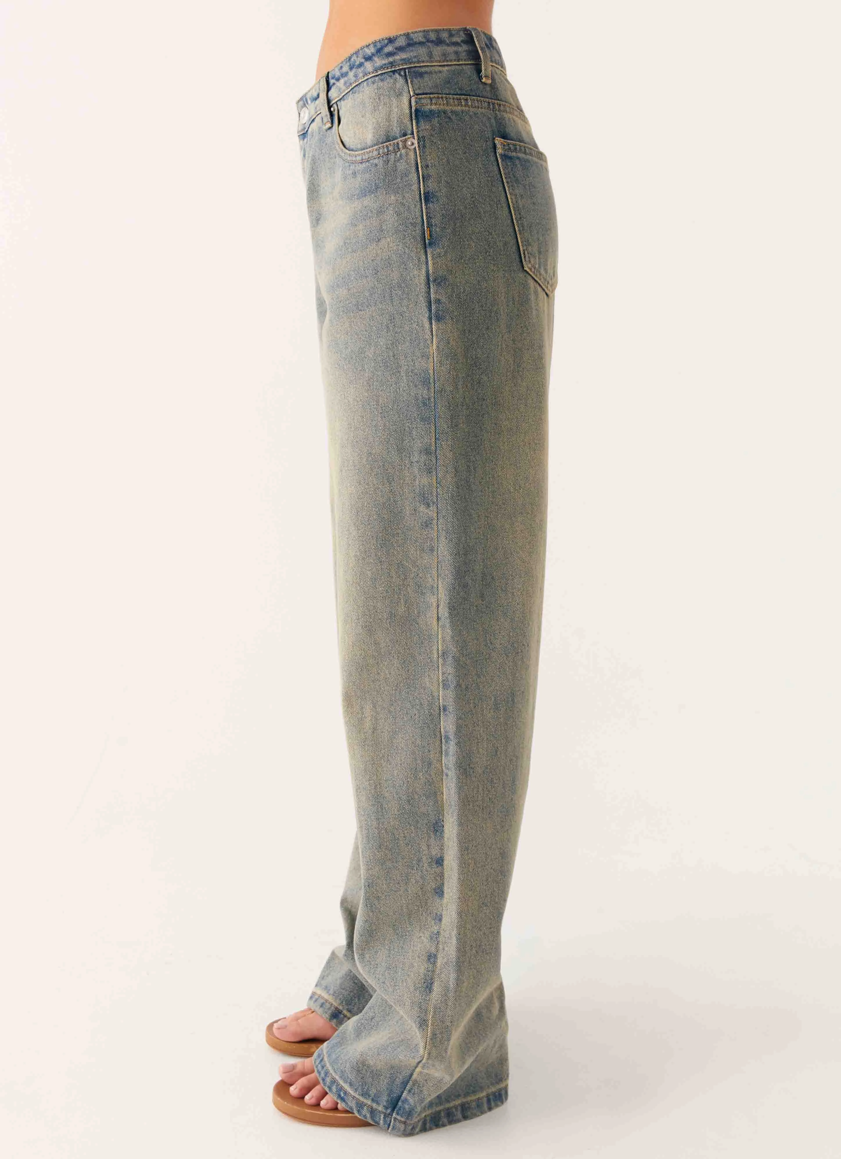 Keanna Low Rise Denim Jeans - Dirty Wash Athlete Fit High Quality No Bulk Seam Design