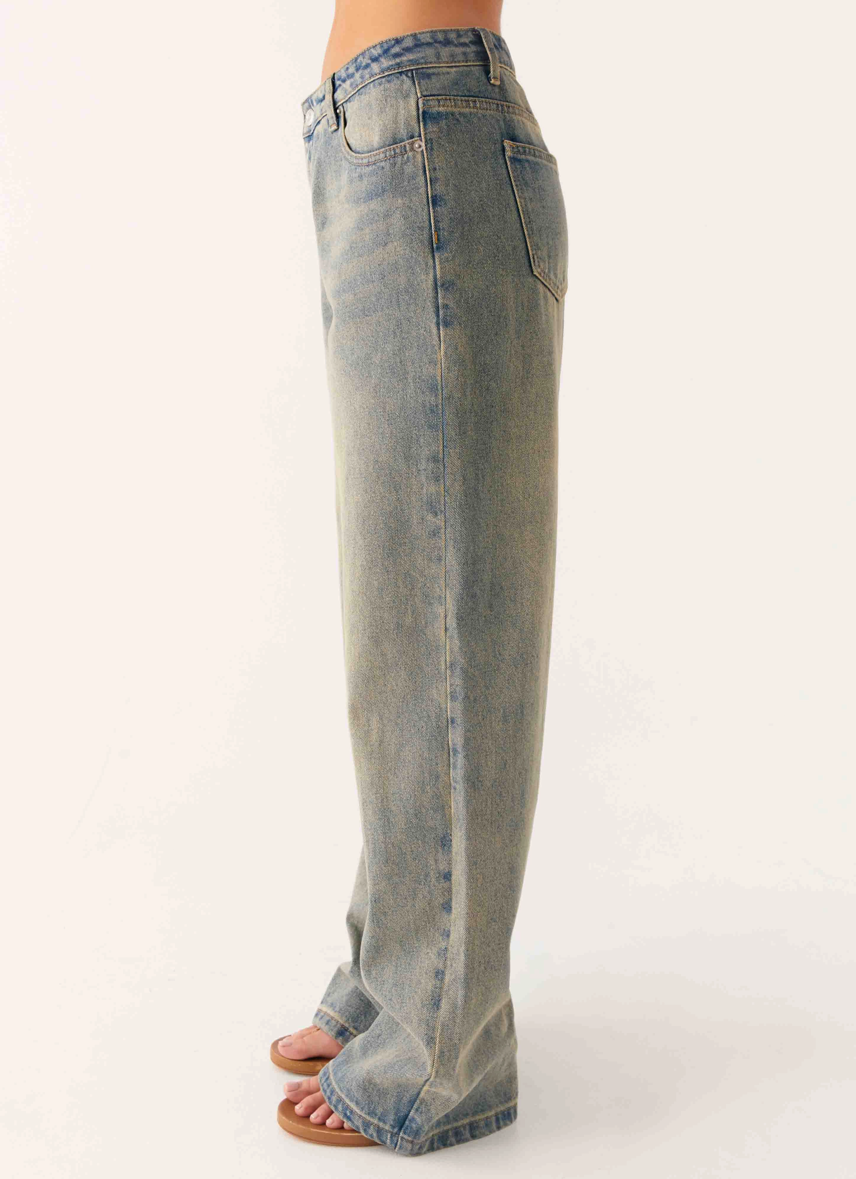 Soft Eco Friendly Keanna Low Rise Denim Jeans - Dirty Wash