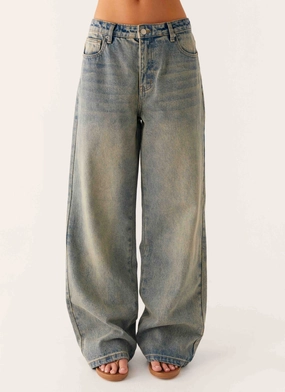 Keanna Low Rise Denim Jeans - Dirty Wash Street Mood