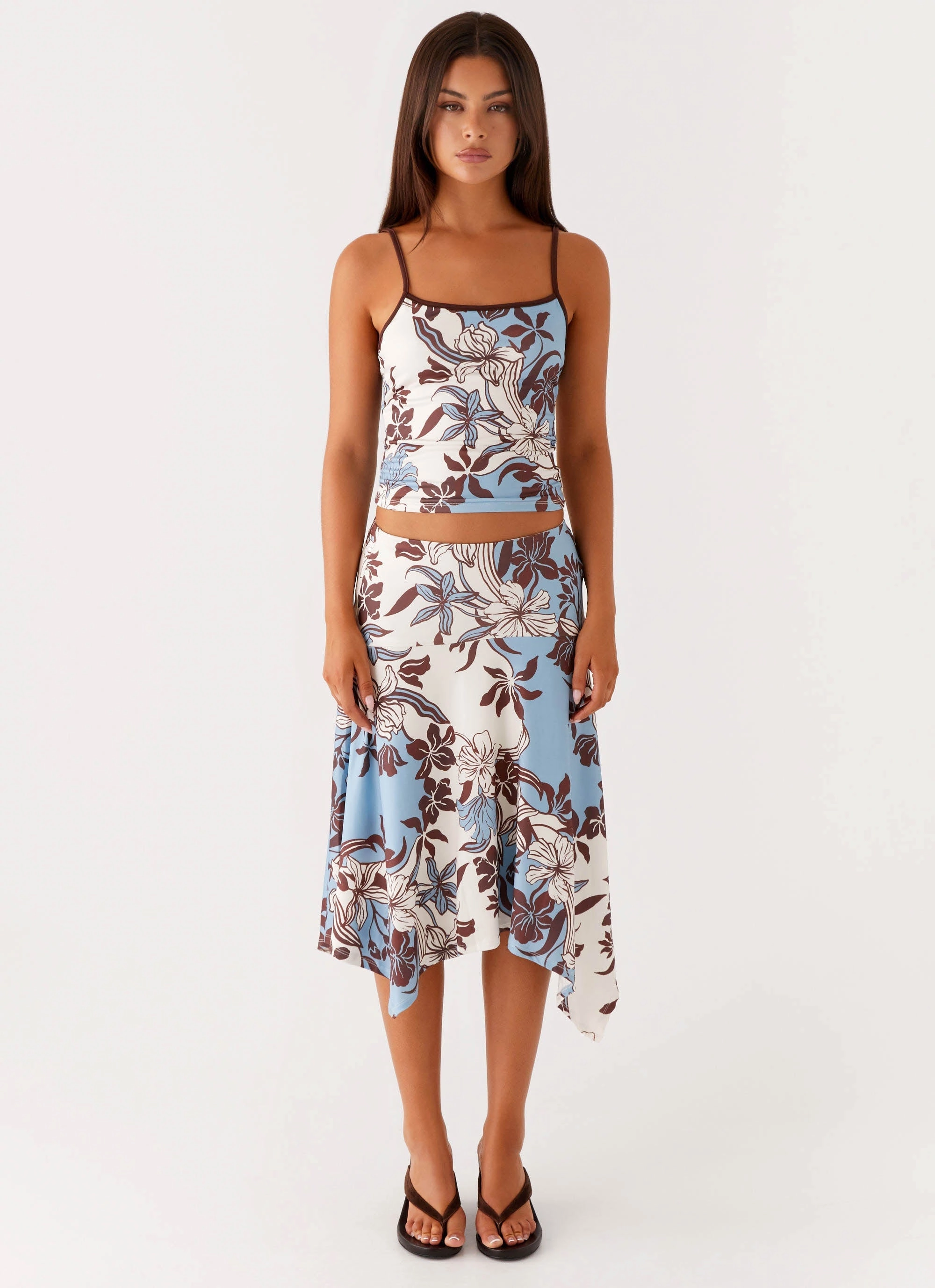 Skye Midi Skirt - Bluewood Blossom Refined Mood