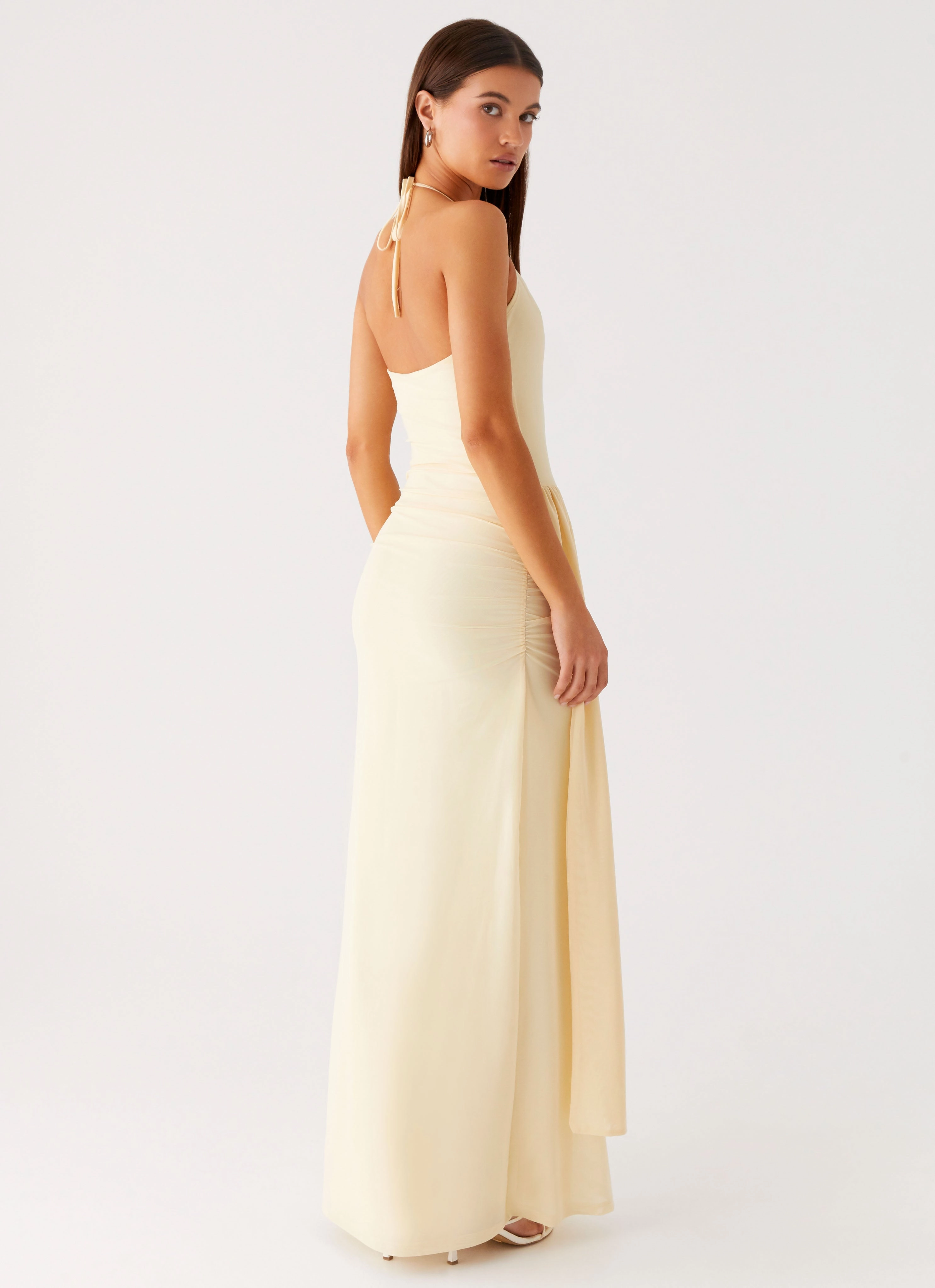 Gentle Drape Signal Halter Maxi Dress - Sunny Yellow