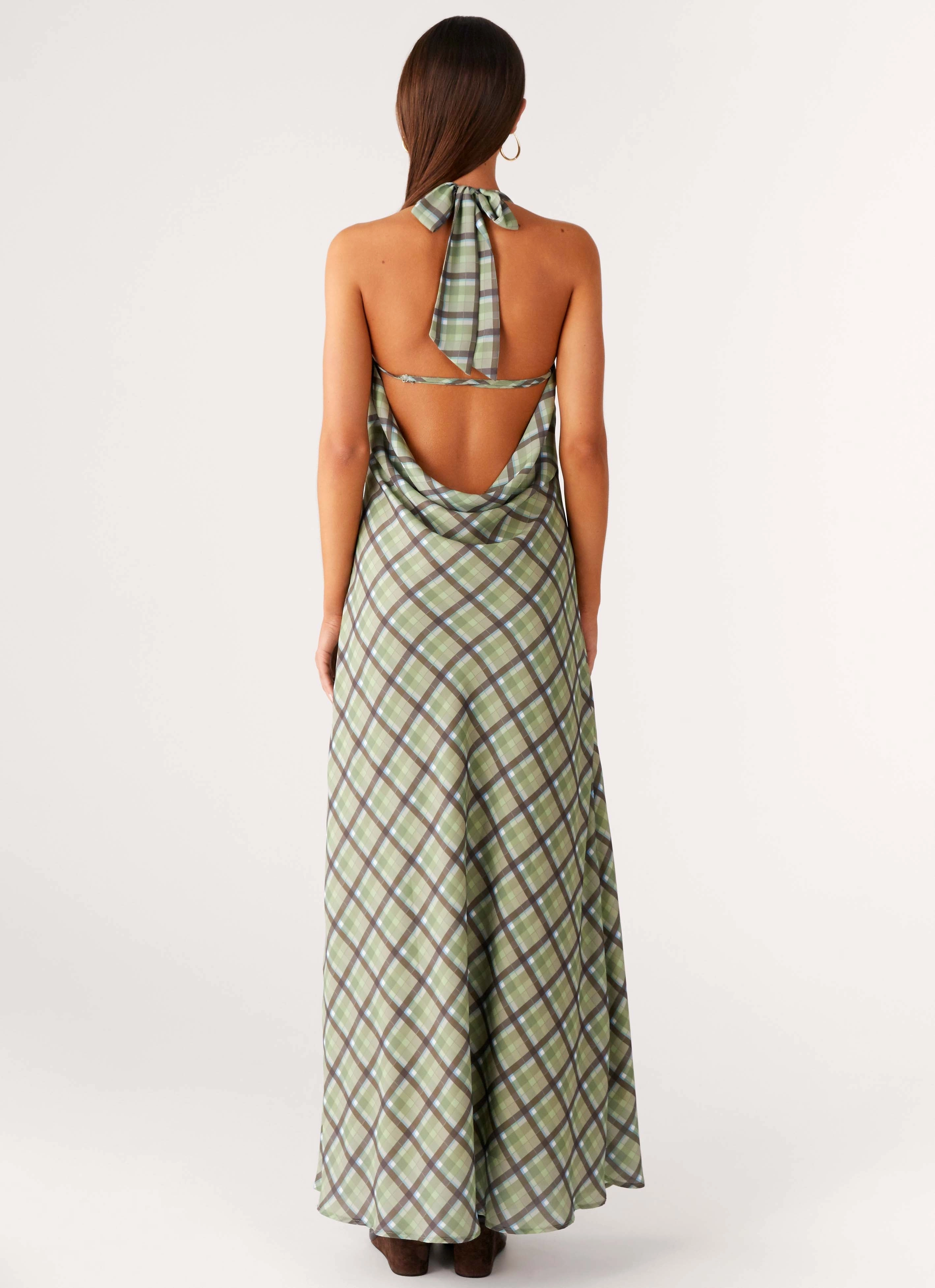 Polite Vibe Airy Weave Coralie Maxi Dress - Cedar Check