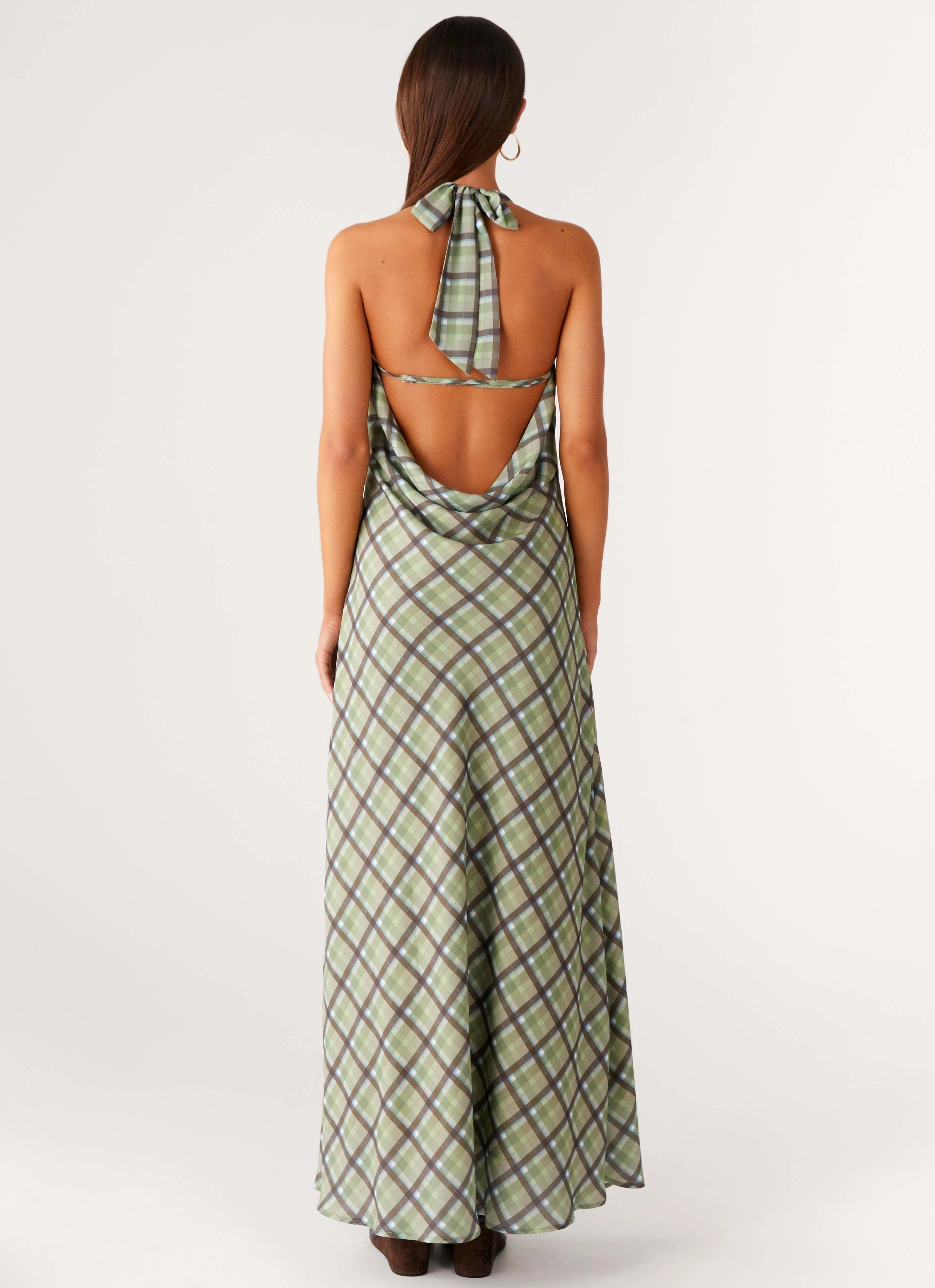Coralie Maxi Dress - Cedar Check Sunset Glow