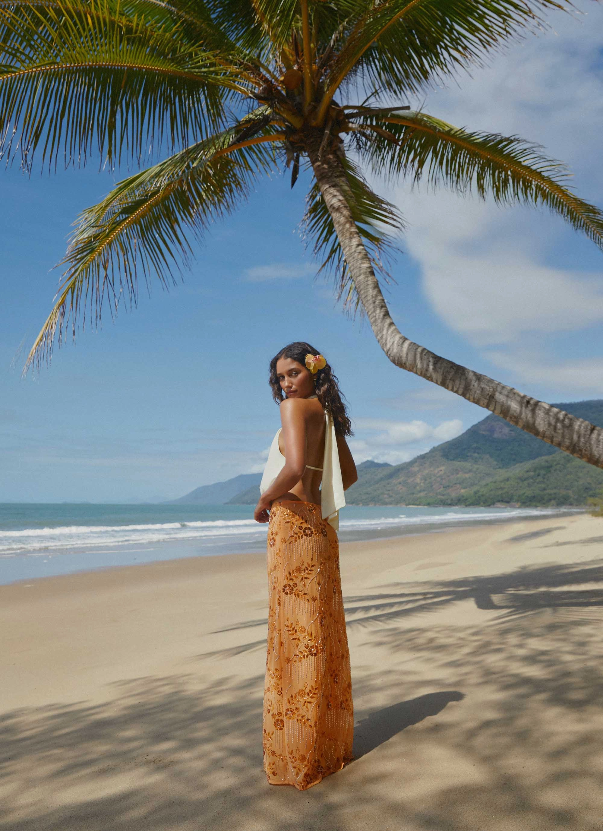 Corinna Low Rise Sequin Maxi Skirt - Orange Style Layering